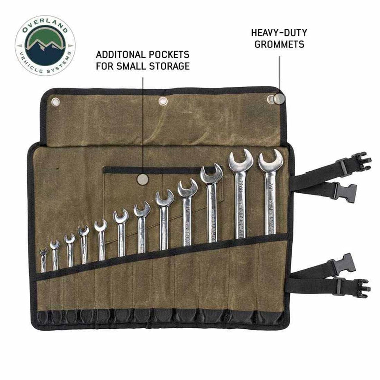Overland Vehicle Systems Small Wrench Tool Roll (12 Slot) Number 16 Waxed Canvas Overland Vehicle Systems
