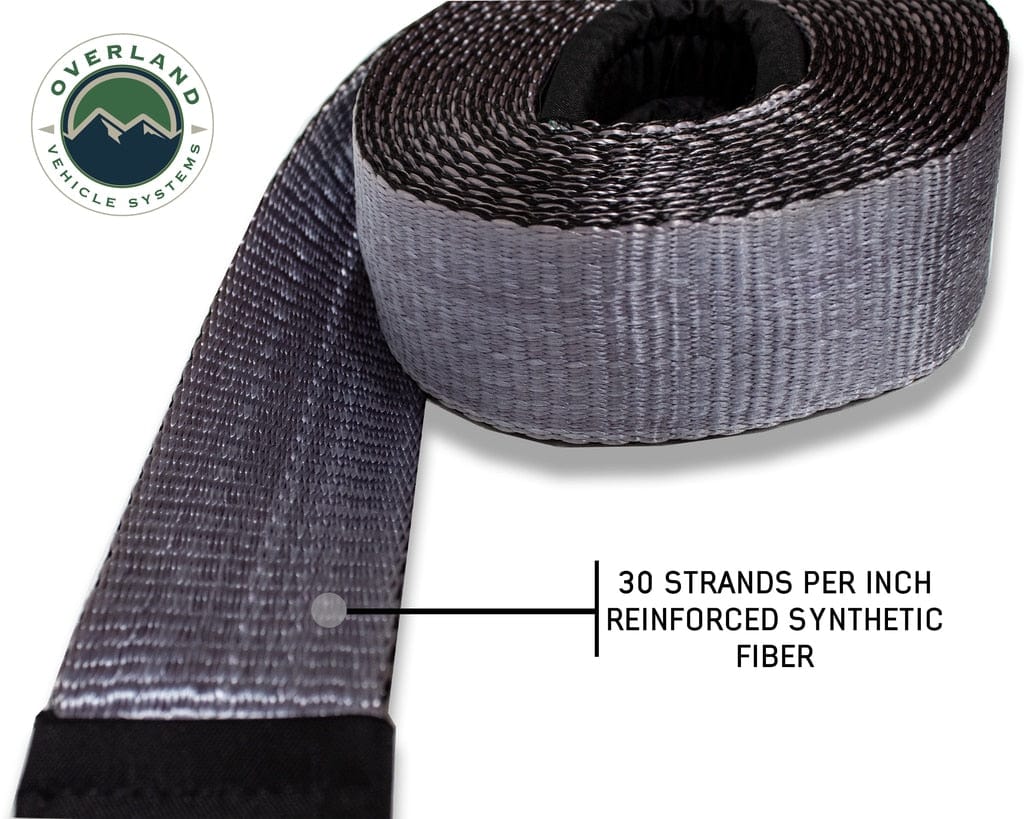 Overland Vehicle Systems Tow Strap 30 30,000 lb. 3 x 30' Gray Storage Bag Overland Vehicle Systems