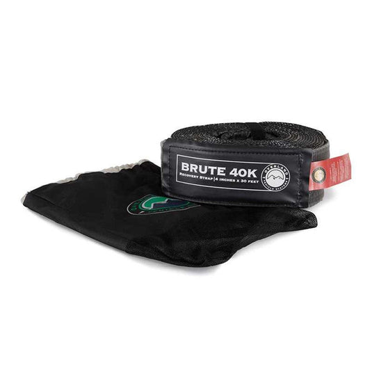 Overland Vehicle Systems Tow Strap 4 Inch x 30 Foot Grey With Black Ends and Storage Bag Overland Vehicle Systems