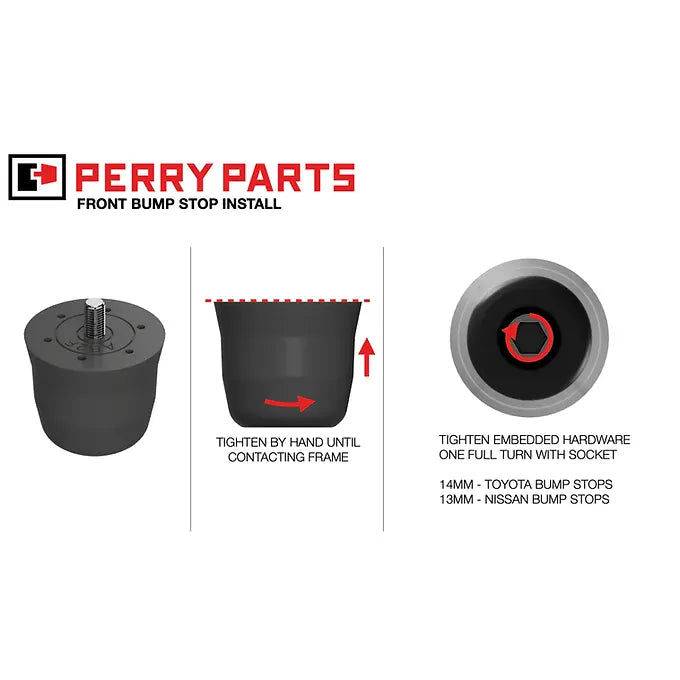 Perry Parts Bump Stops 2000-2026 Tundra, 2001-2026 Sequoia, 1998-2026 Land Cruiser, LX470, LX570 Front Bump Stops - AB3F