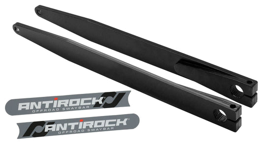 RockJock 4x4 Antirock Fabricated Steel Sway Bar Arms 07-18 Wrangler JK Bent Style 21 Inch Long OAL 19.5 Inch C-C Slight Bend Includes Stickers Pair RockJock 4x4
