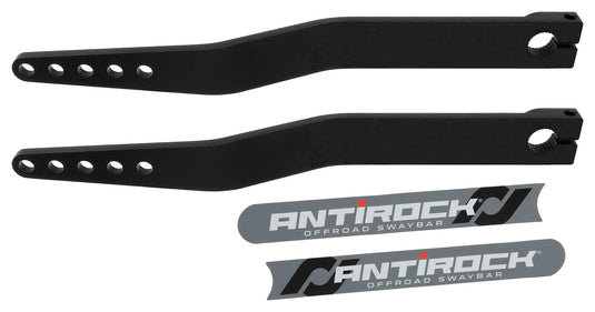 RockJock 4x4 Antirock Fabricated Steel Sway Bar Arms Bent Style 19.25 Inch Long OAL 17.95 Inch C-C 1.7 Inch Offset Bend 5 Holes Includes Stickers Pair RockJock 4x4