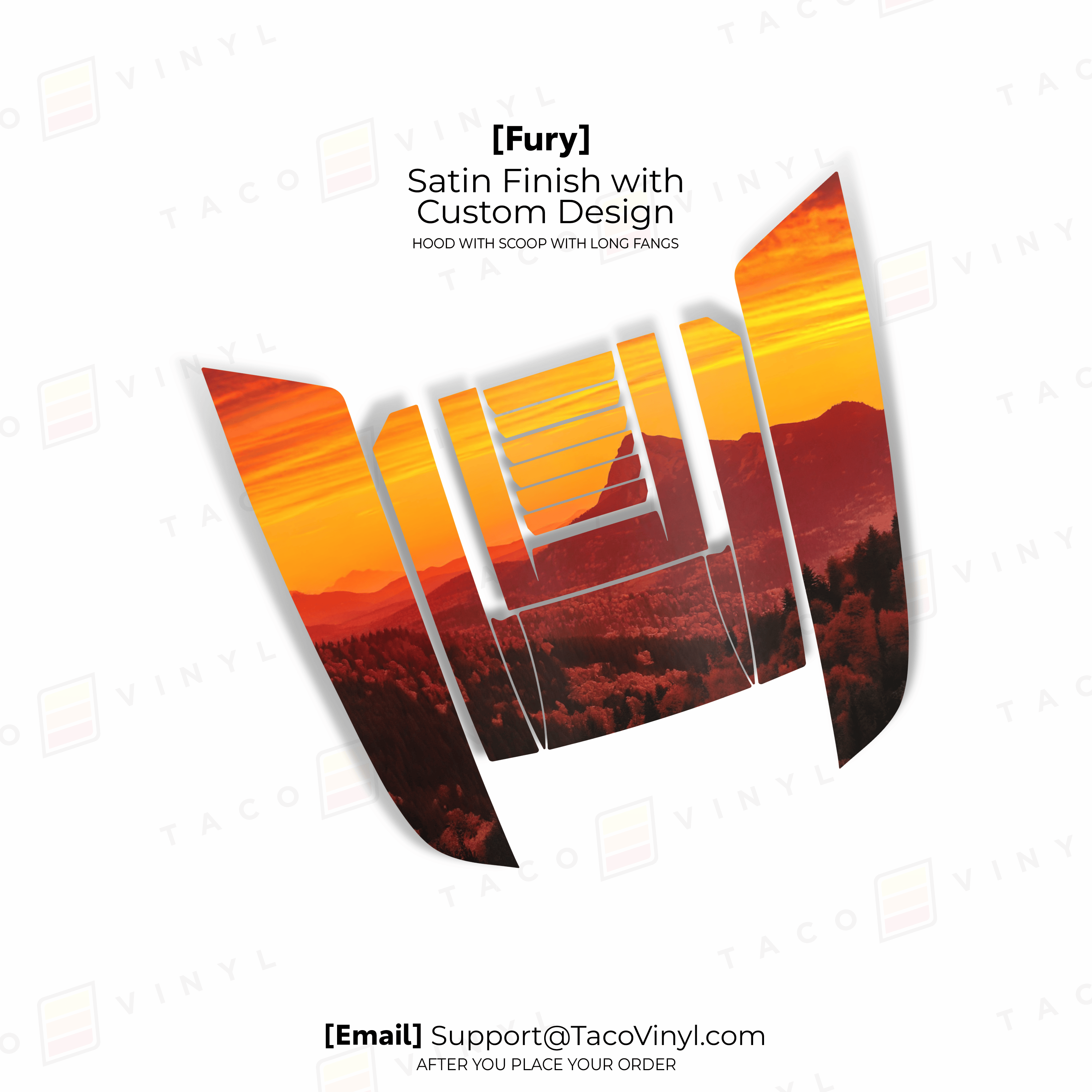 Taco Vinyl Hood Stamp Custom Design / Full Hood Decal 2024+ Tacoma/2025+ 4Runner Fury Hood Scoop Stamp