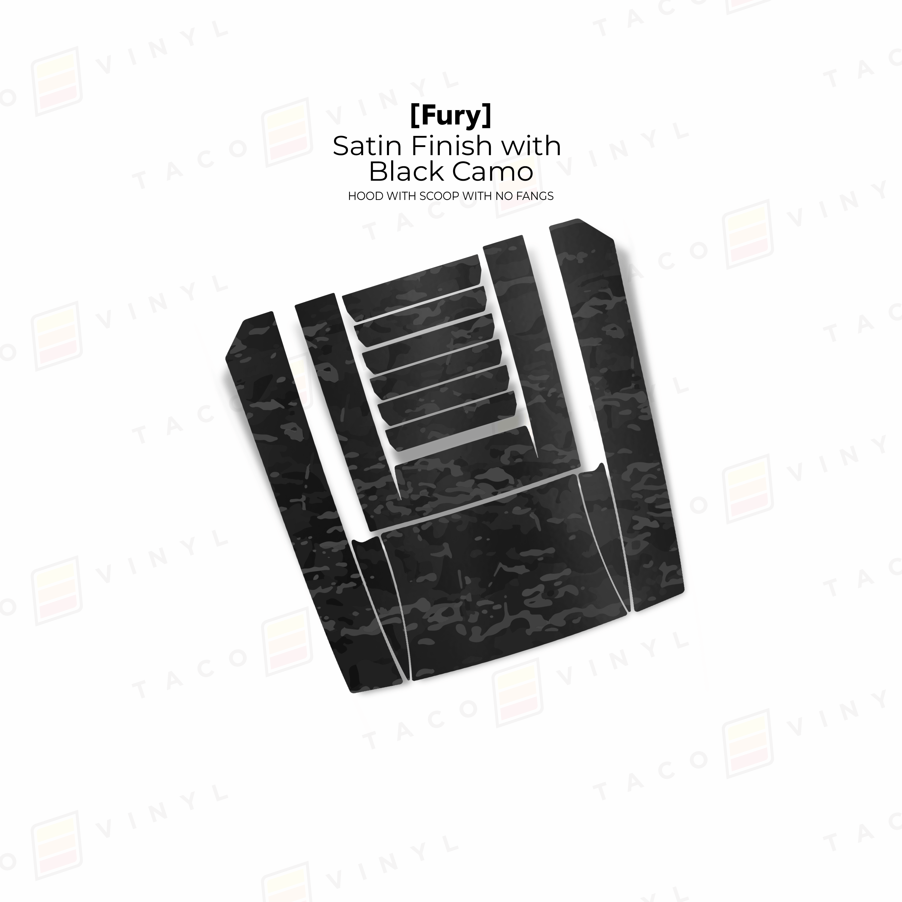 Taco Vinyl Hood Stamp Satin Black Camo / Center Hood Only 2024+ Tacoma/2025+ 4Runner Fury Hood Scoop Stamp