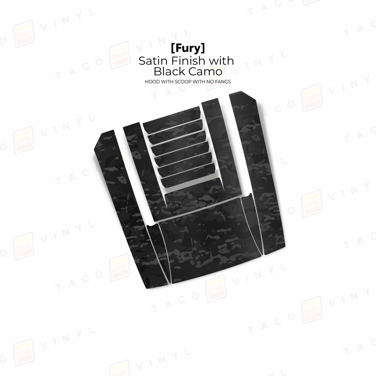 Taco Vinyl Hood Stamp Satin Black Camo / Center Hood Only 2024+ Tacoma/2025+ 4Runner Fury Hood Scoop Stamp