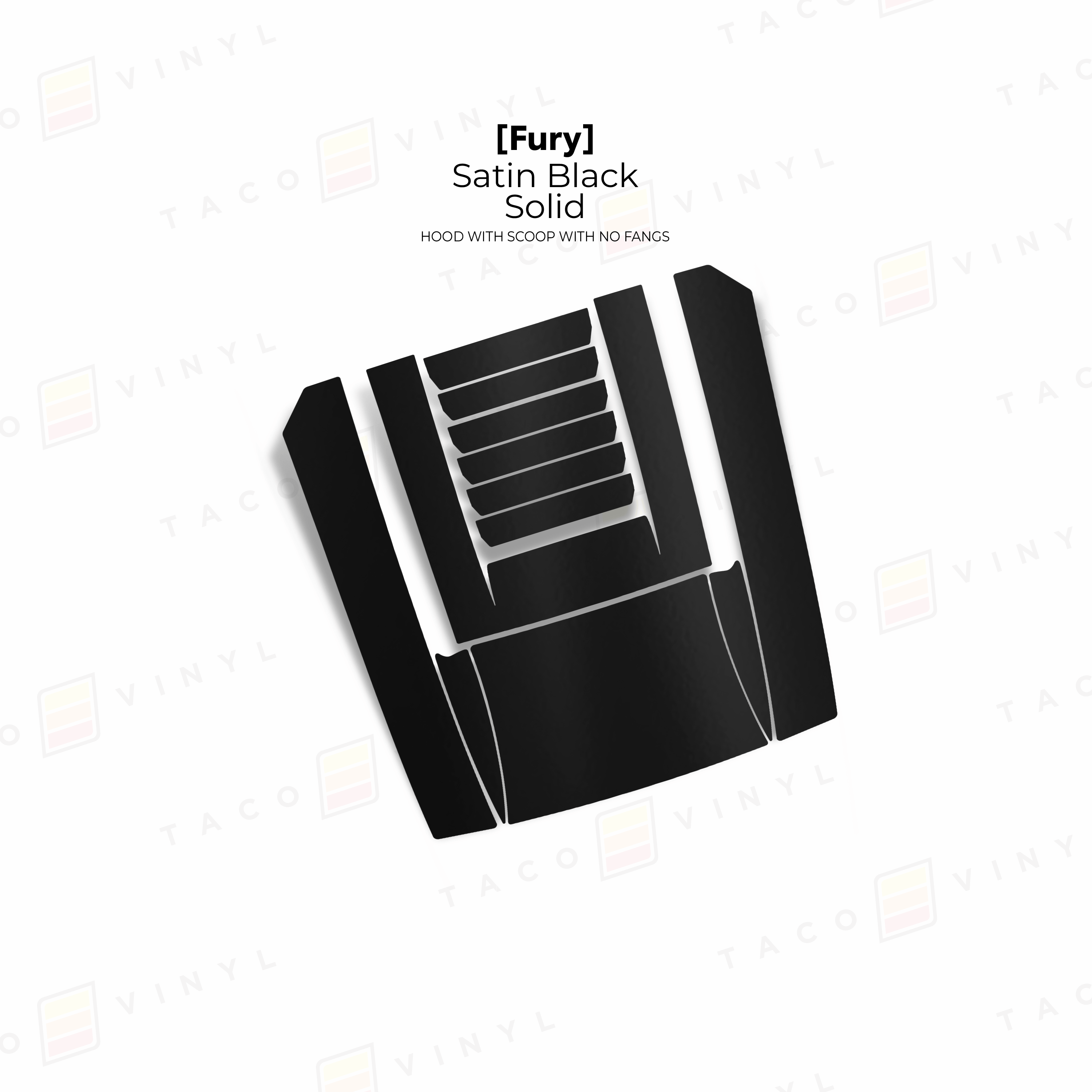 Taco Vinyl Hood Stamp Satin Black Solid / Center Hood Only 2024+ Tacoma/2025+ 4Runner Fury Hood Scoop Stamp