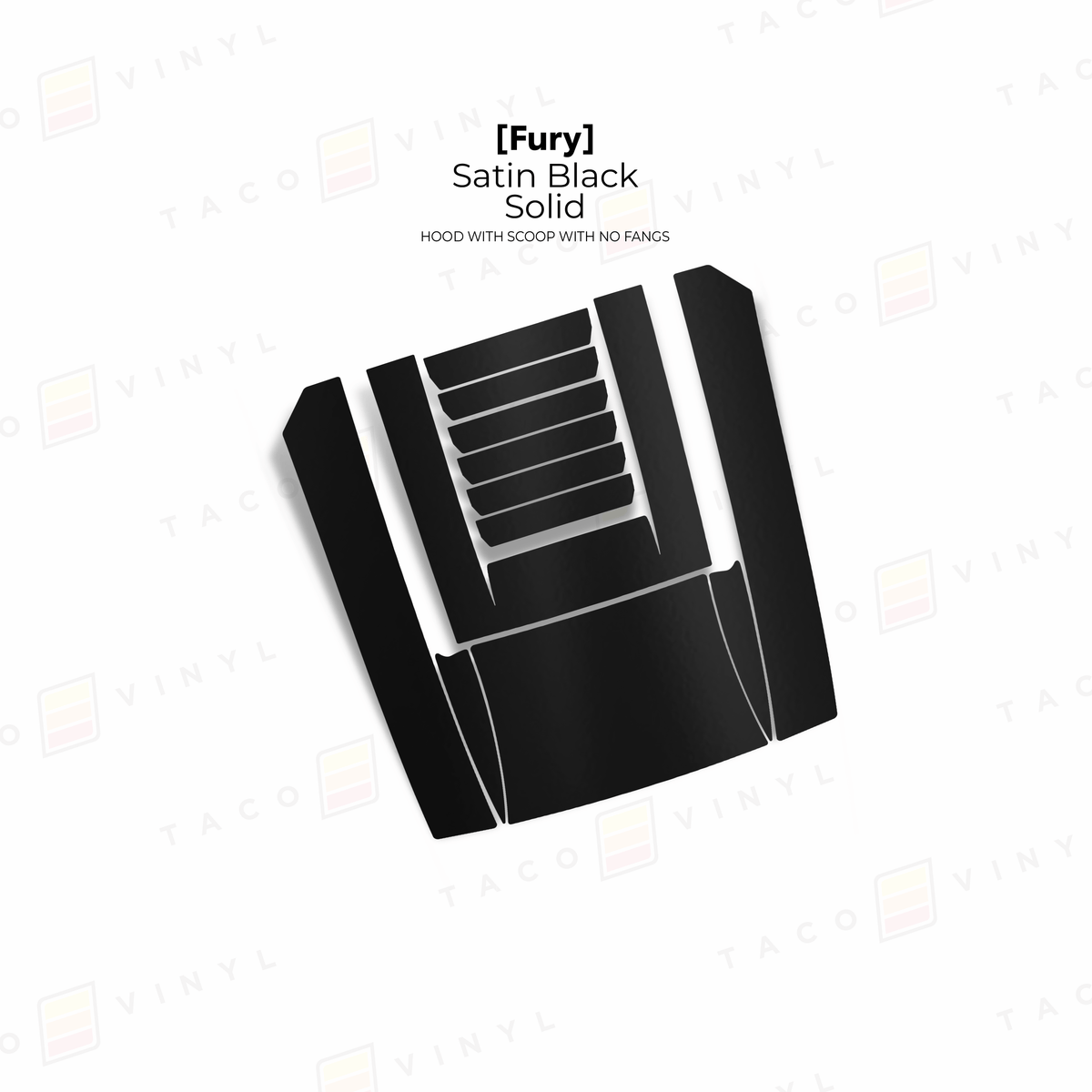 Taco Vinyl Hood Stamp Satin Black Solid / Center Hood Only 2024+ Tacoma/2025+ 4Runner Fury Hood Scoop Stamp