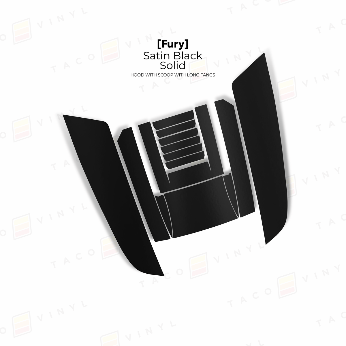 Taco Vinyl Hood Stamp Satin Black Solid / Full Hood Decal 2024+ Tacoma/2025+ 4Runner Fury Hood Scoop Stamp