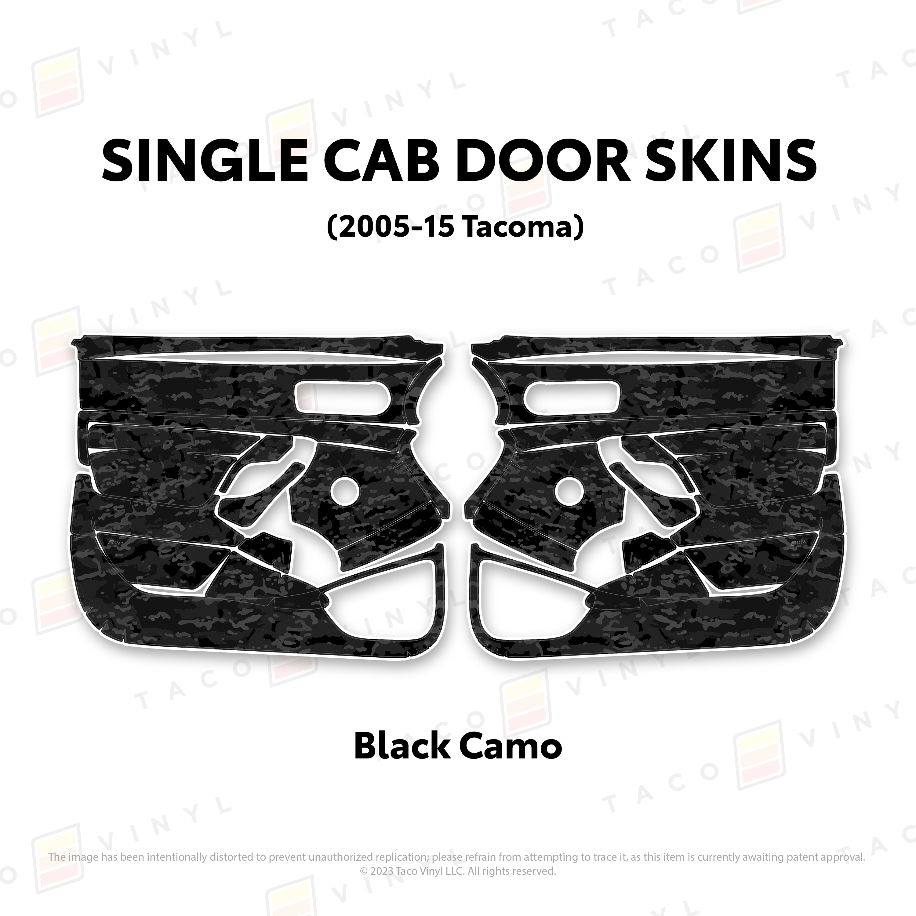 Taco Vinyl Protective Vinyl Black Camo 2005-15 Tacoma Single Cab Door Skins