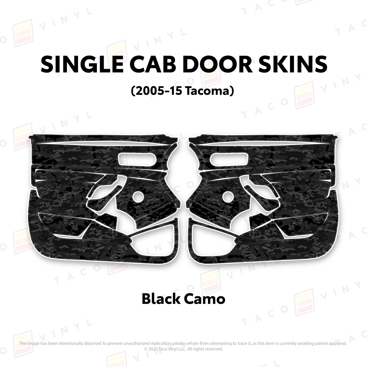 Taco Vinyl Protective Vinyl Black Camo 2005-15 Tacoma Single Cab Door Skins