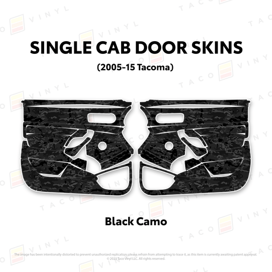 Taco Vinyl Protective Vinyl Black Camo 2005-15 Tacoma Single Cab Door Skins