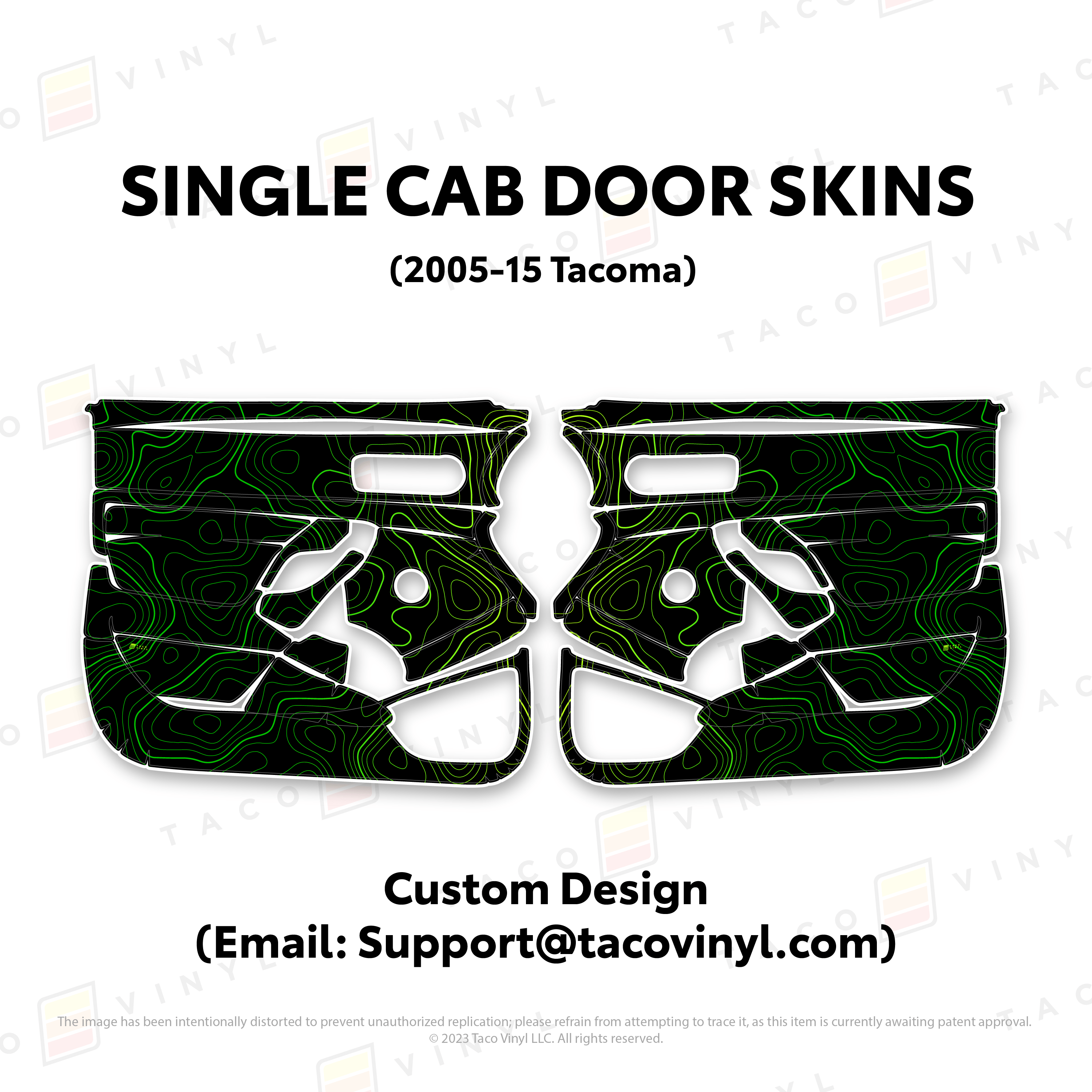 Taco Vinyl Protective Vinyl Custom Design (Email: Support@tacovinyl.com) 2005-15 Tacoma Single Cab Door Skins