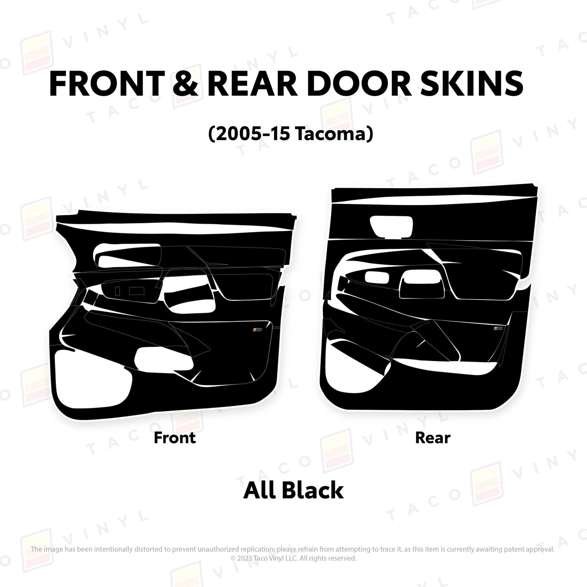 Taco Vinyl Protective Vinyl Front and Rears / All Black 2005-15 Tacoma Door Skins