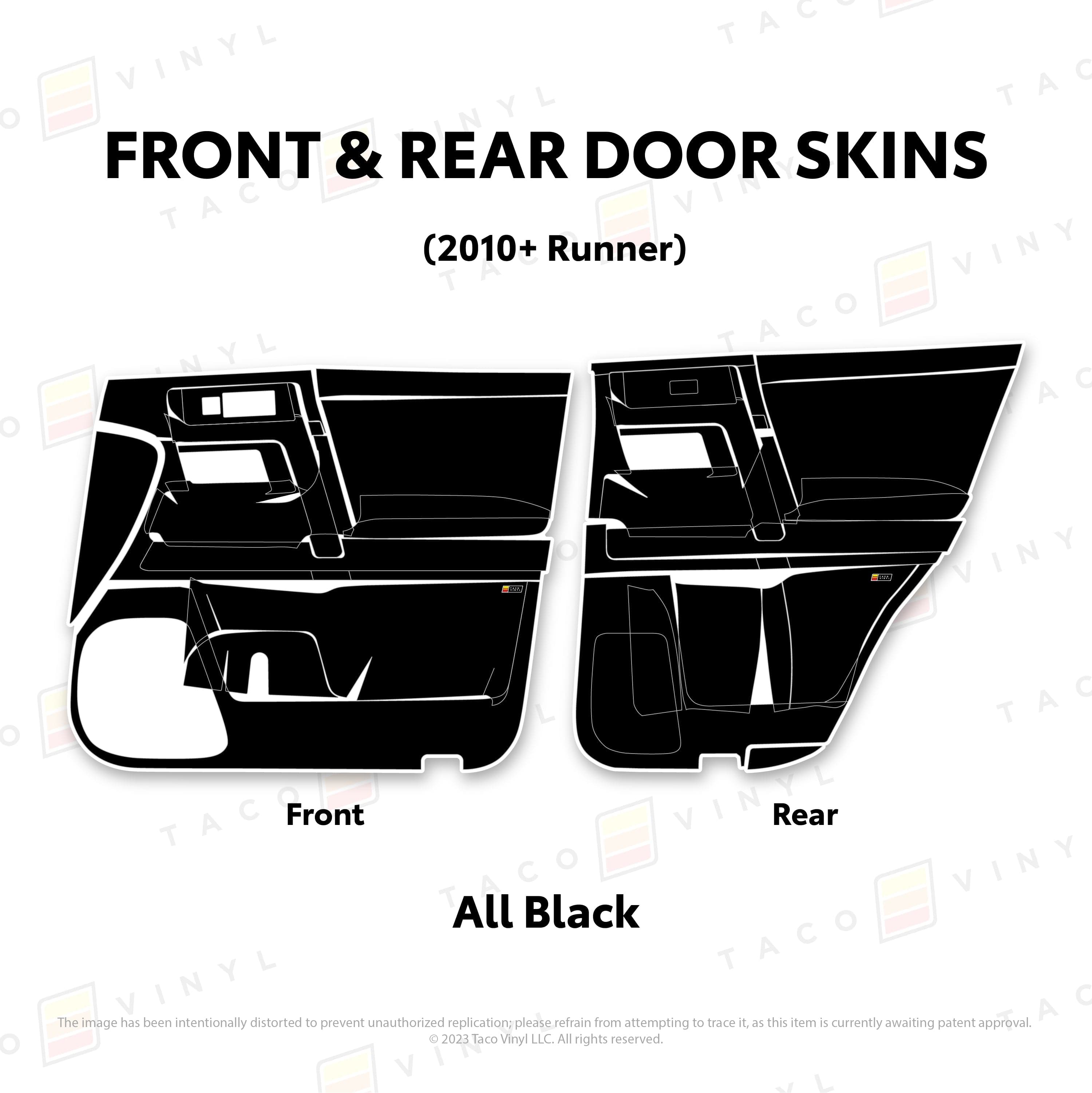 Taco Vinyl Protective Vinyl Front and Rears / All Black 2010-24 4Runner Door Skins