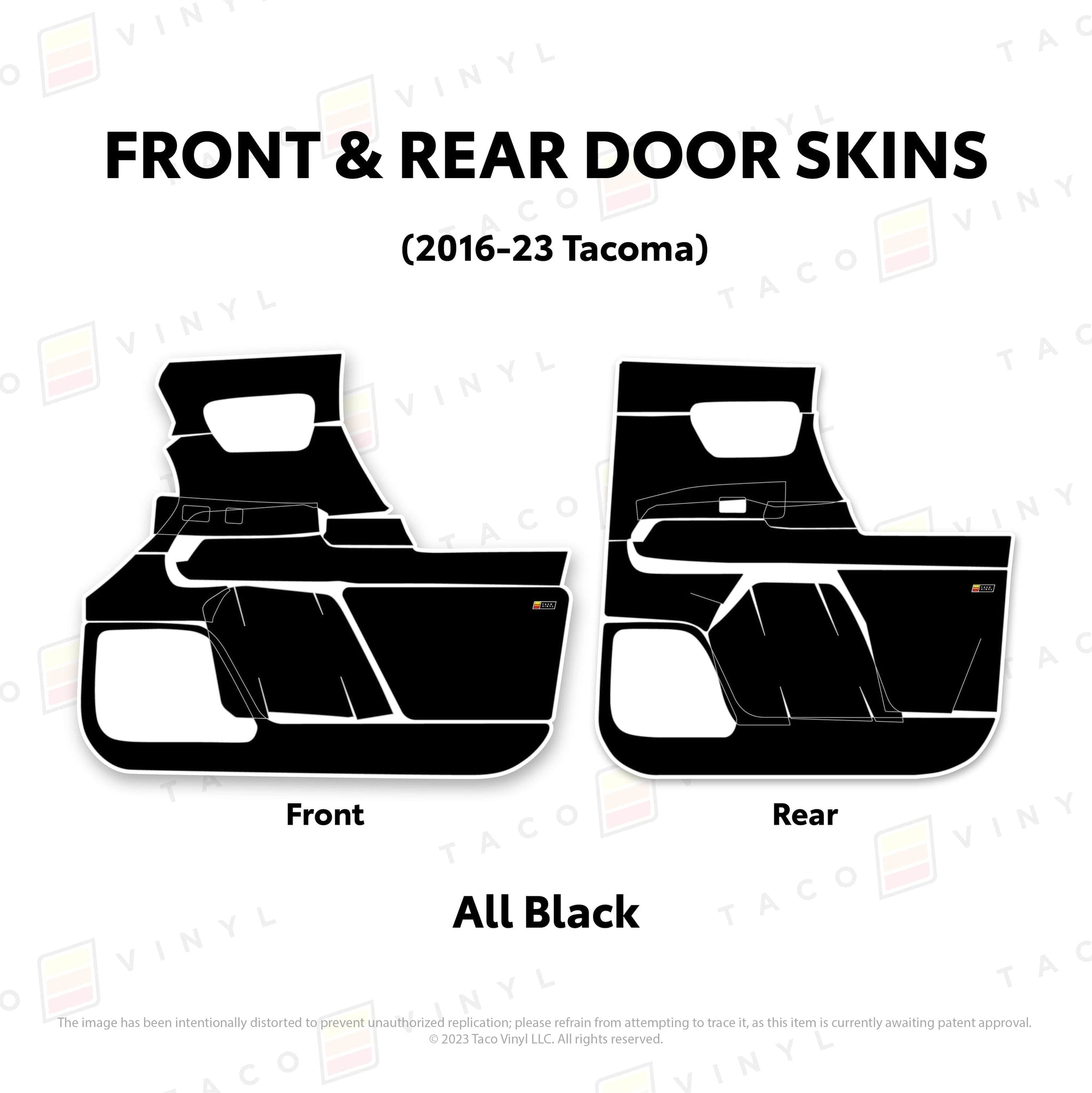 Taco Vinyl Protective Vinyl Front and Rears / All Black 2016-23 Tacoma Door Skins