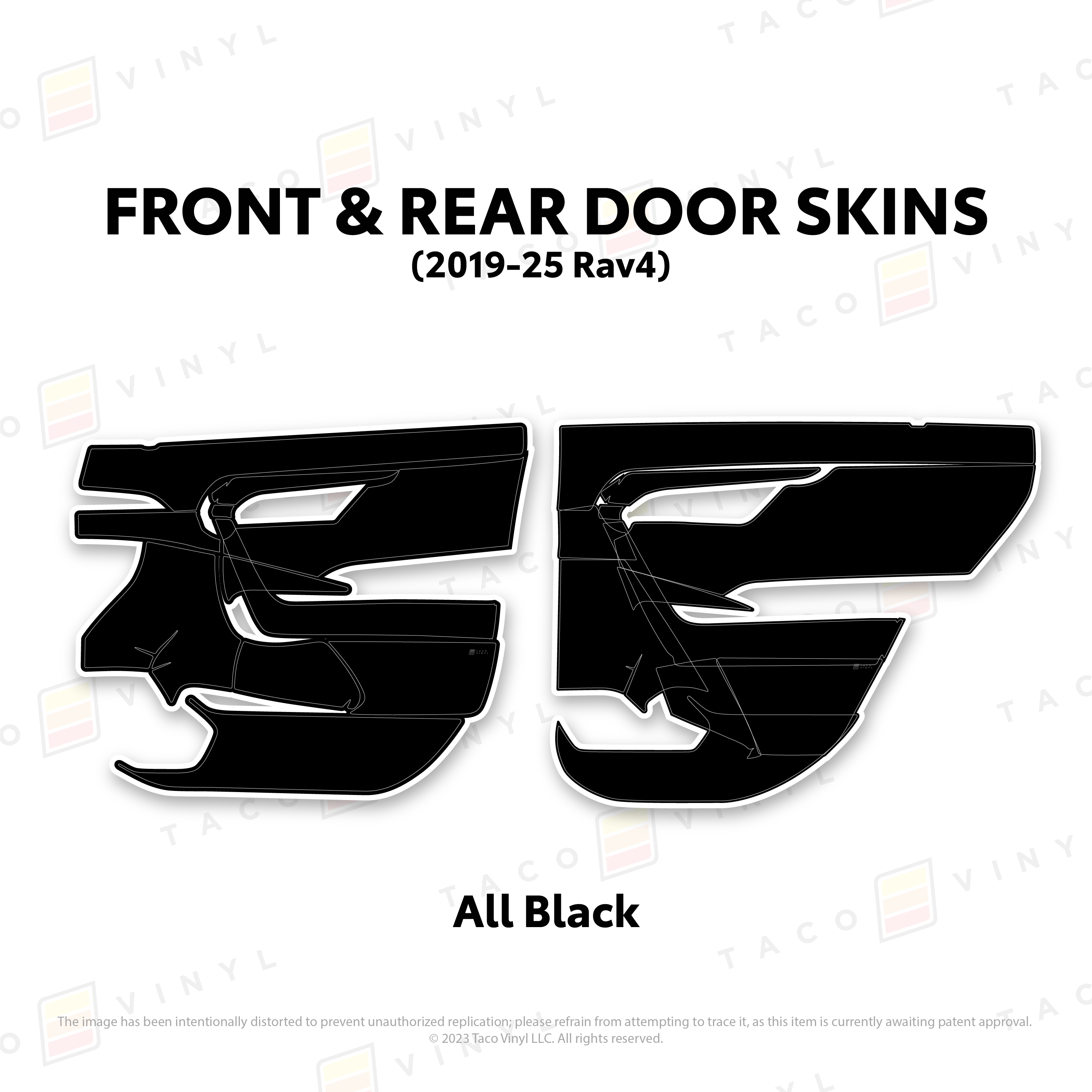 Taco Vinyl Protective Vinyl Front and Rears / All Black (Most Popular) 2019-25 Rav4 Door Skins