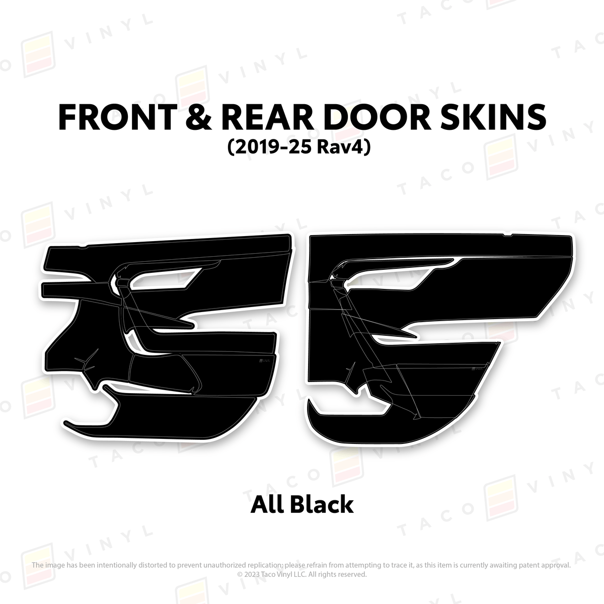 Taco Vinyl Protective Vinyl Front and Rears / All Black (Most Popular) 2019-25 Rav4 Door Skins