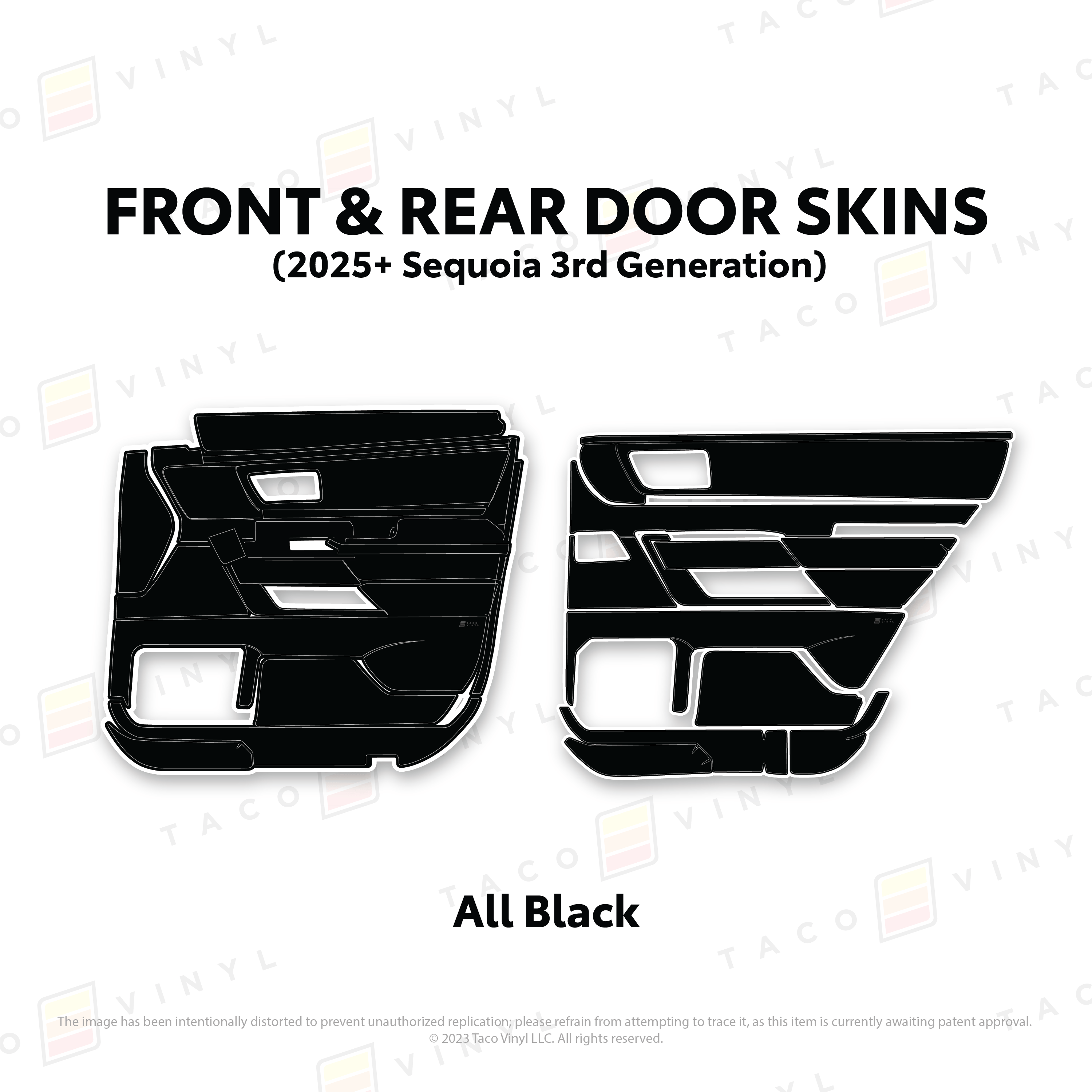 Taco Vinyl Protective Vinyl Front and Rears / All Black (Most Popular) 2023+ Sequoia Door Skins