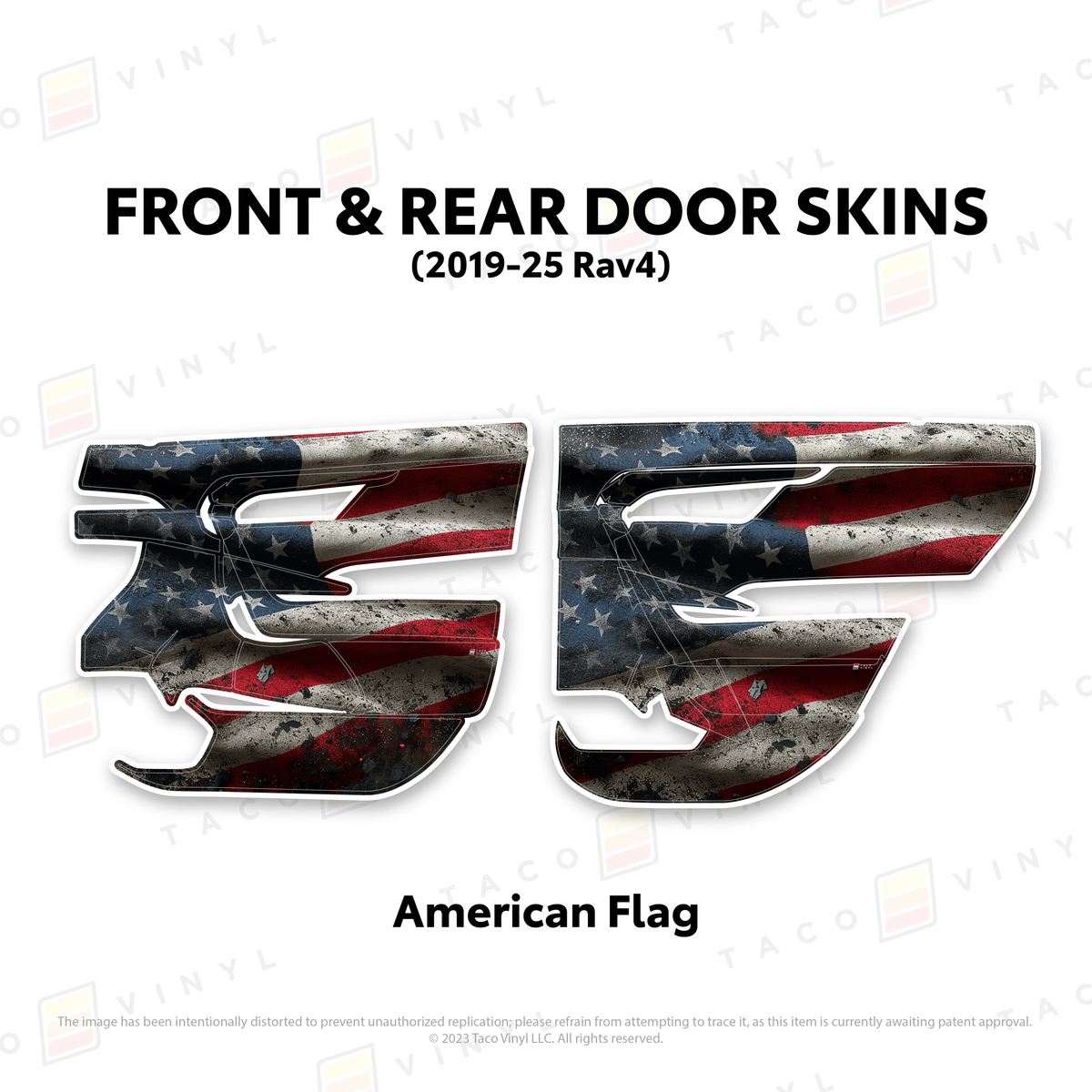 Taco Vinyl Protective Vinyl Front and Rears / American Flag 2019-25 Rav4 Door Skins