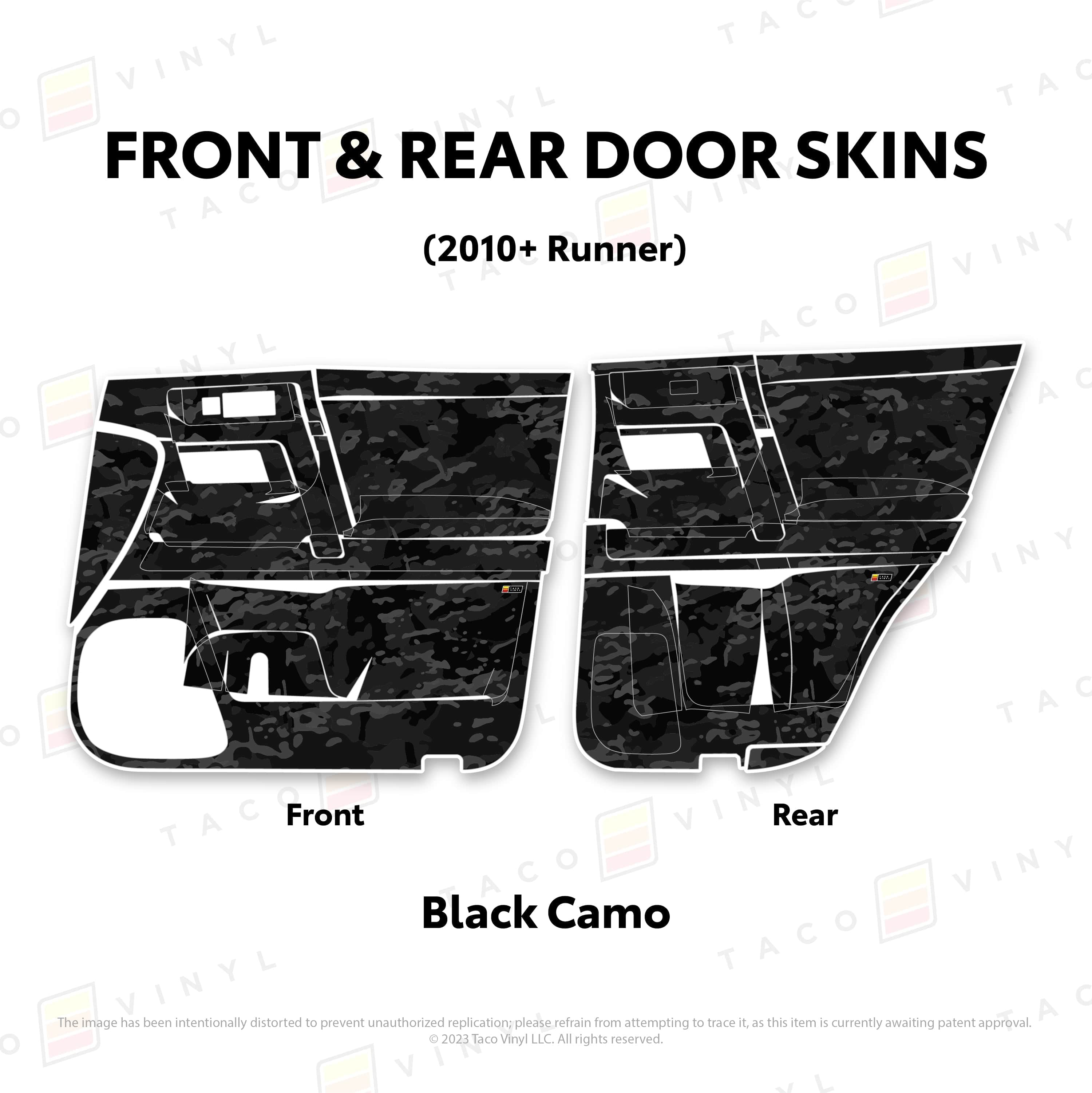 Taco Vinyl Protective Vinyl Front and Rears / Black Camo 2010-24 4Runner Door Skins