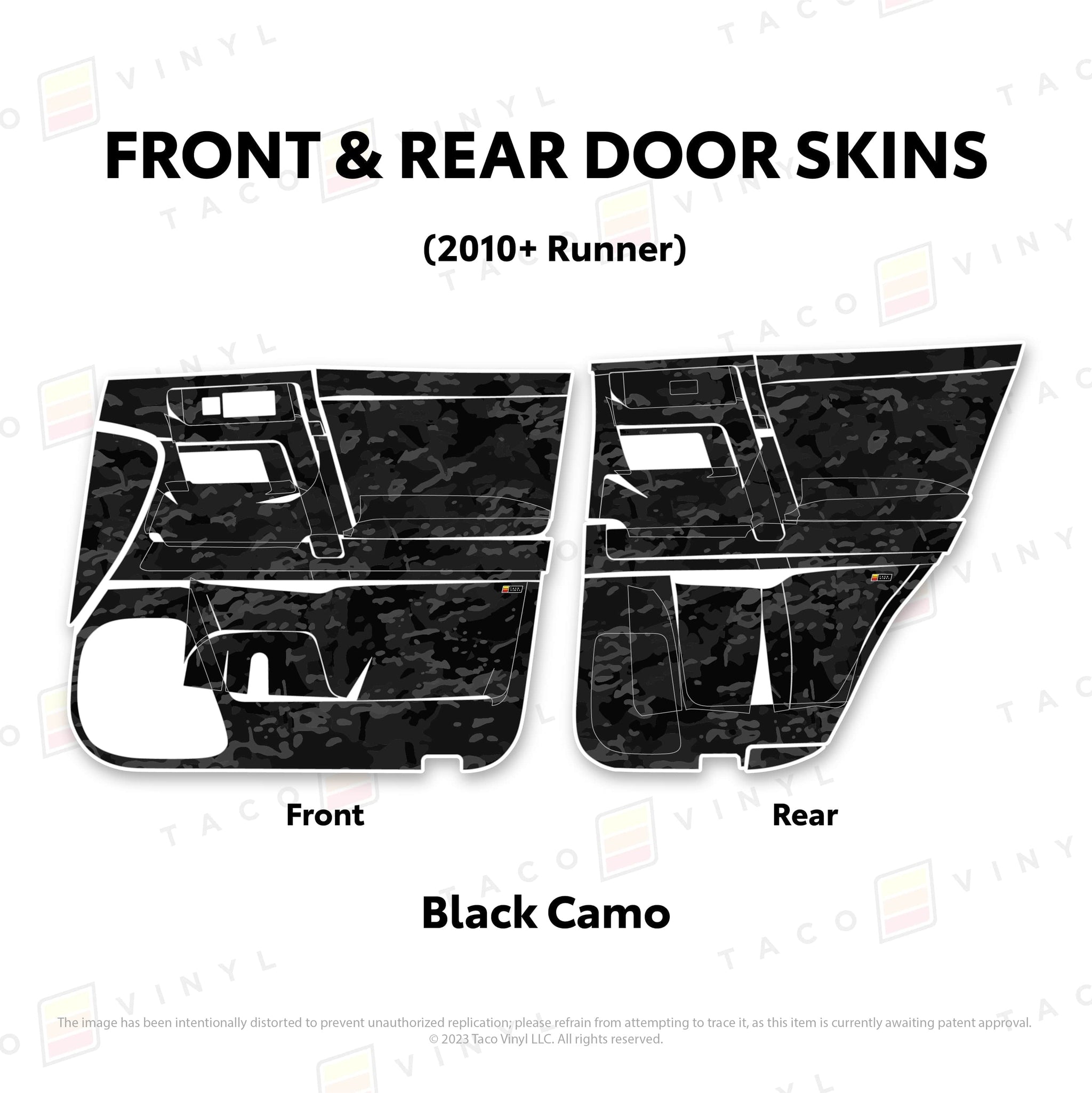 Taco Vinyl Protective Vinyl Front and Rears / Black Camo 2010-24 4Runner Door Skins