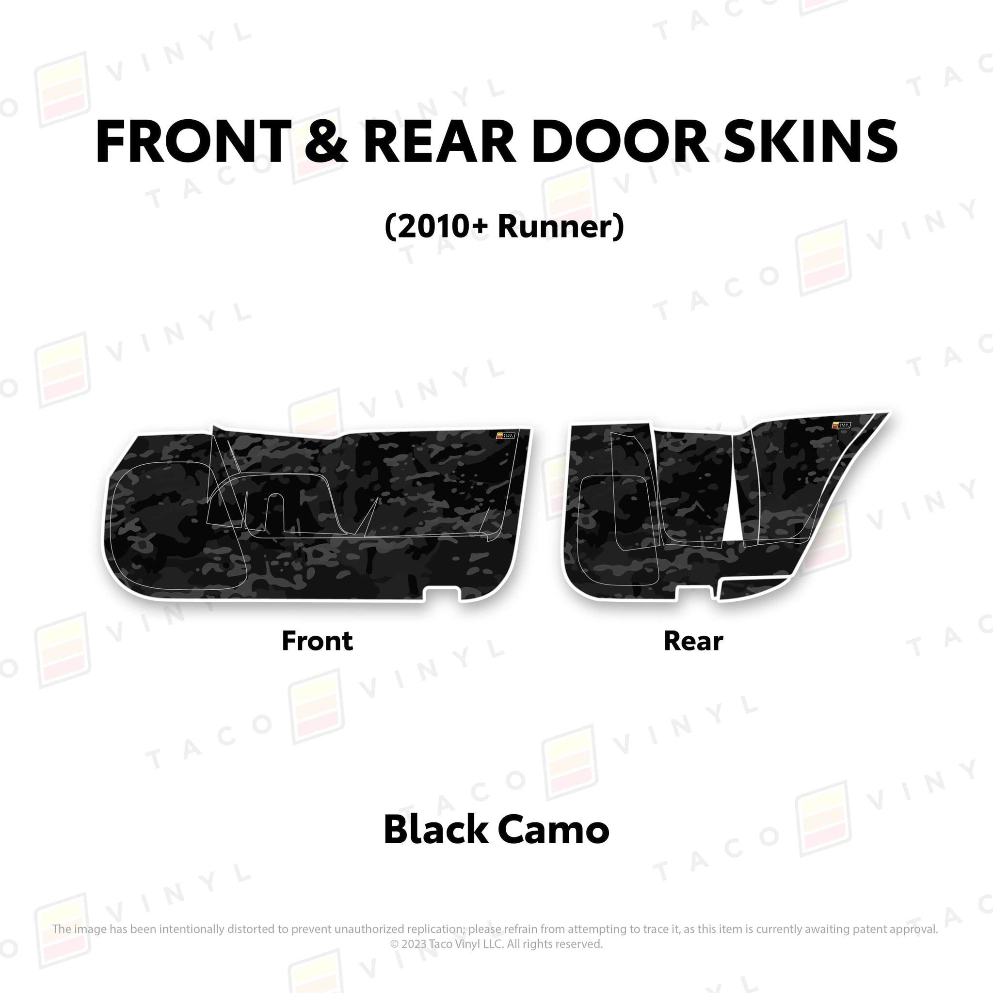 Taco Vinyl Protective Vinyl Front and Rears / Black Camo 2010-24 4Runner Door Skins (Lower Section)