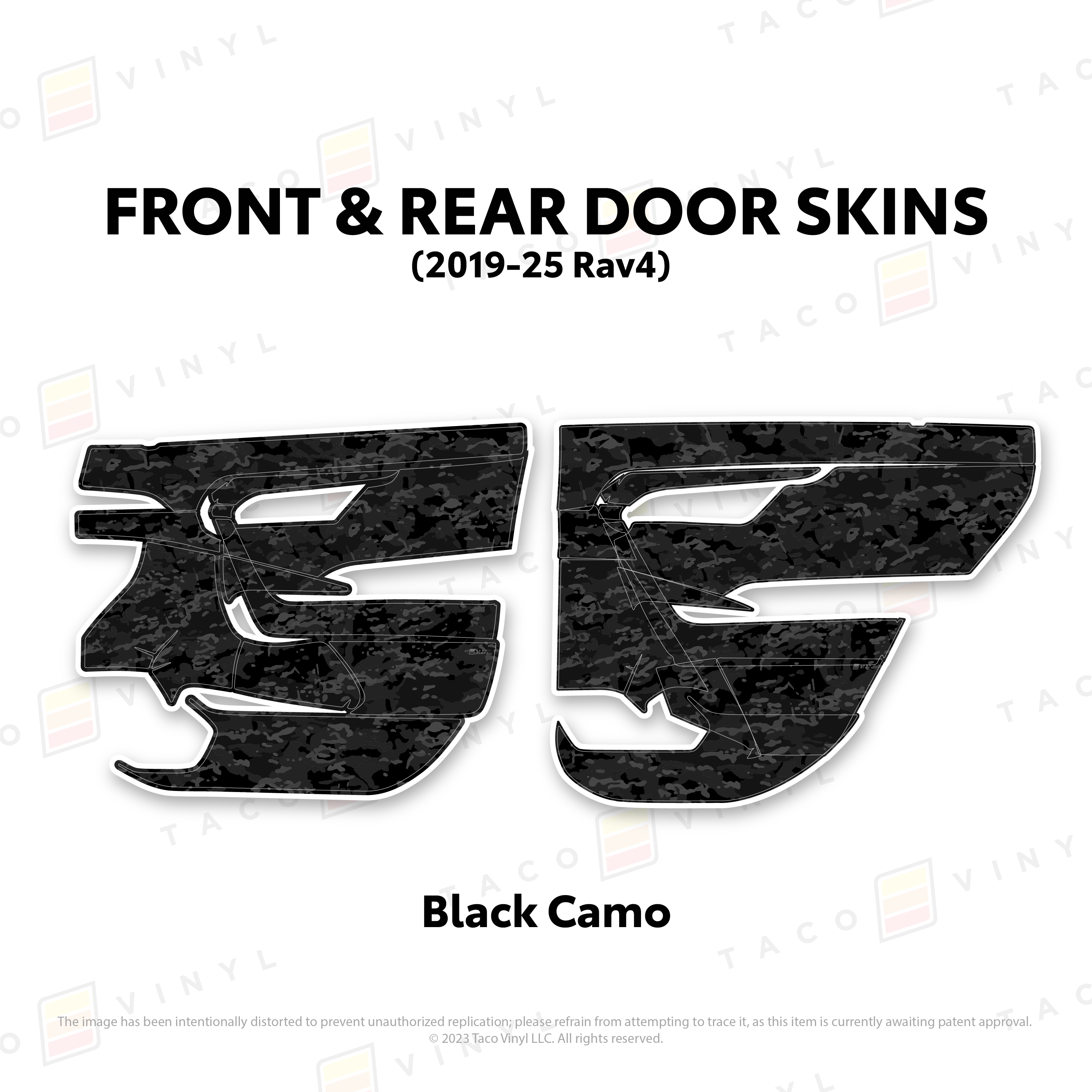 Taco Vinyl Protective Vinyl Front and Rears / Black Camo 2019-25 Rav4 Door Skins
