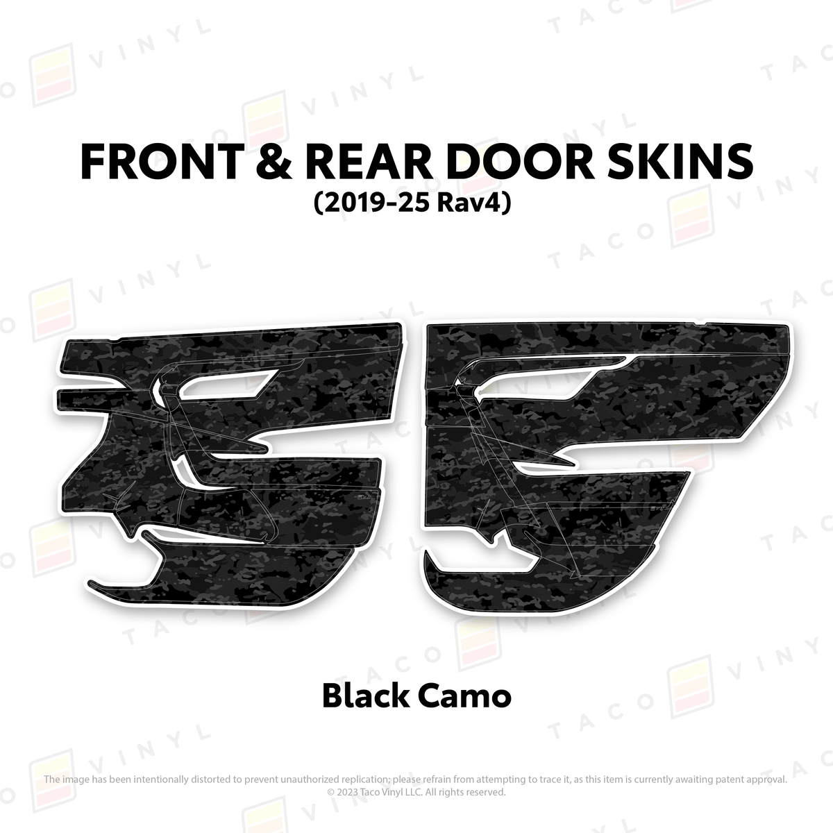 Taco Vinyl Protective Vinyl Front and Rears / Black Camo 2019-25 Rav4 Door Skins