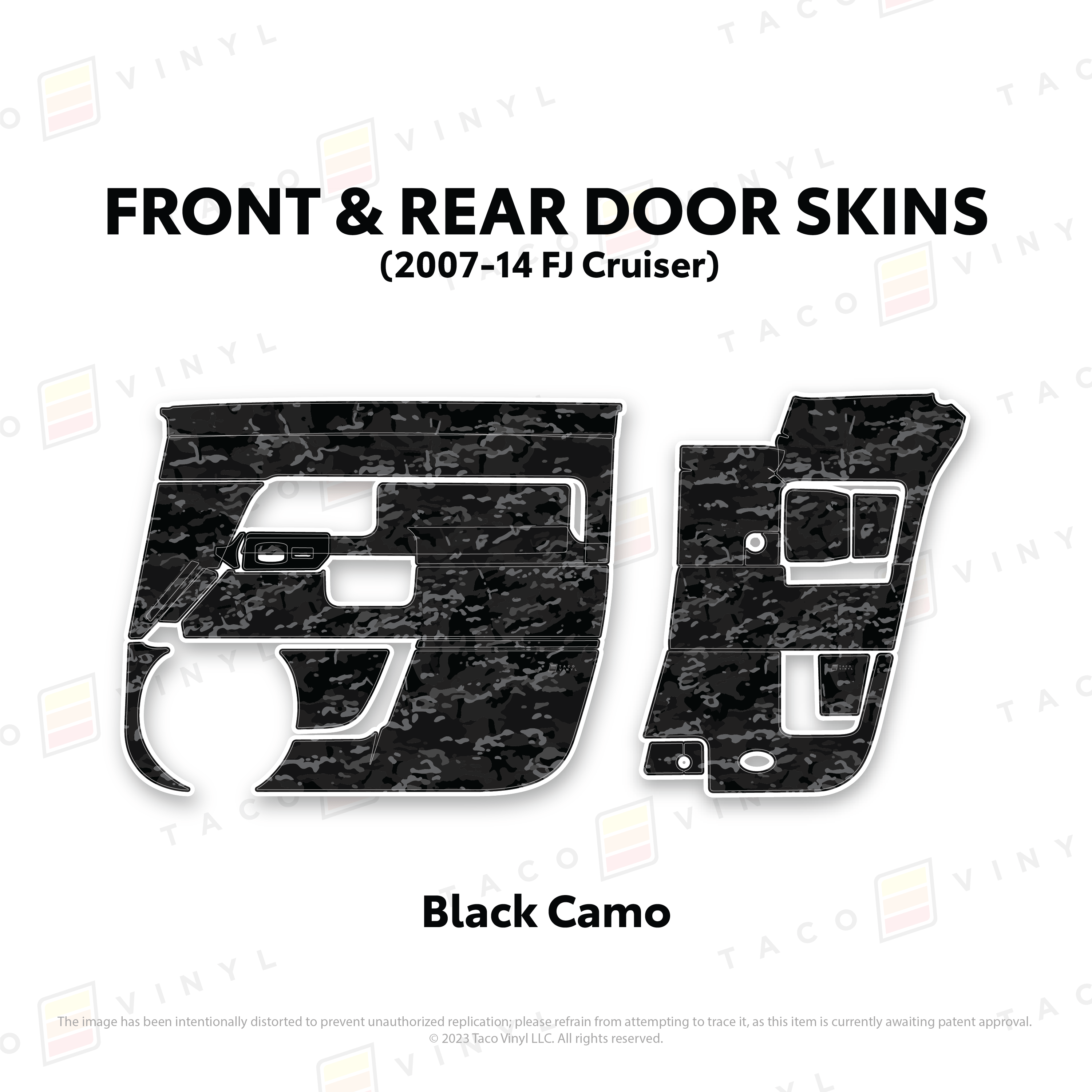 Taco Vinyl Protective Vinyl Front and Rears / Black Camo FJ Cruiser Door Skins