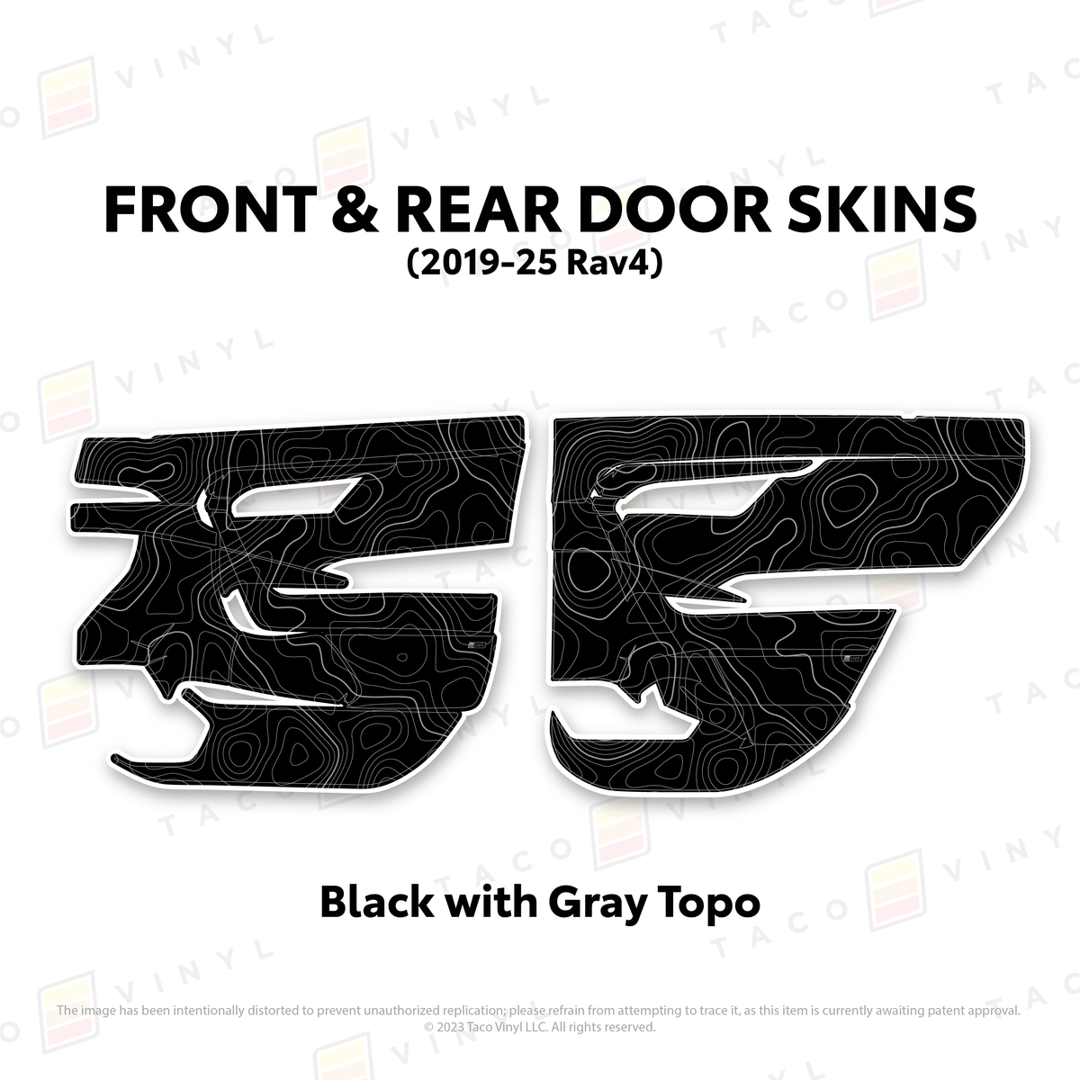 Taco Vinyl Protective Vinyl Front and Rears / Black w/Gray Topo 2019-25 Rav4 Door Skins