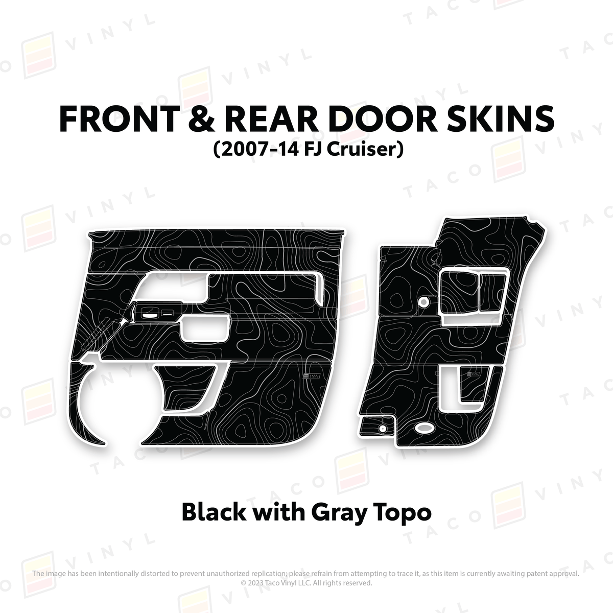 Taco Vinyl Protective Vinyl Front and Rears / Black w/ Gray Topo FJ Cruiser Door Skins