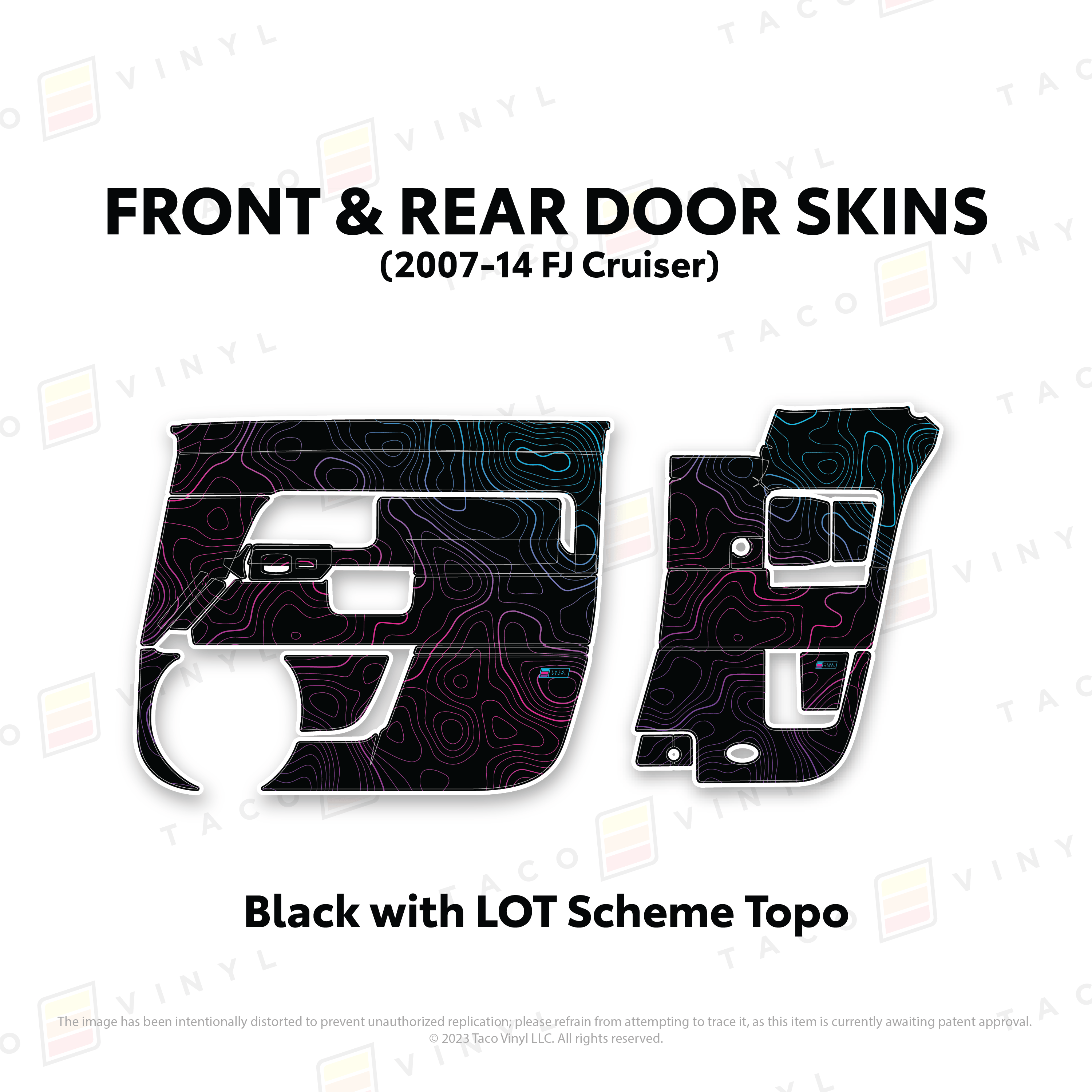 Taco Vinyl Protective Vinyl Front and Rears / Black w/ LOT Topo FJ Cruiser Door Skins