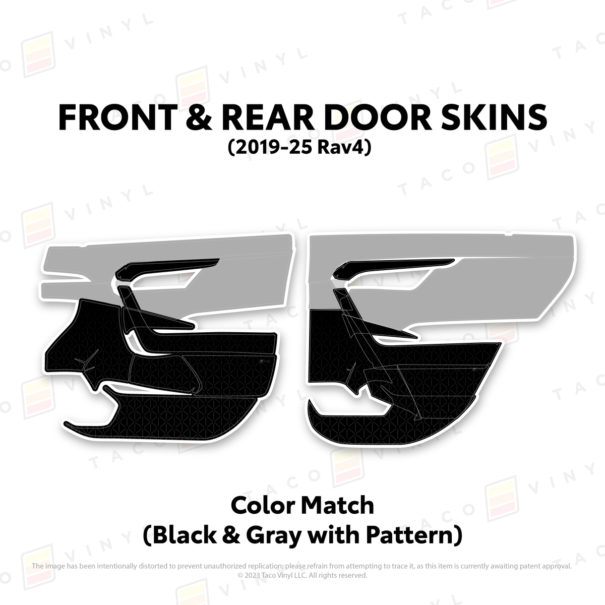 Taco Vinyl Protective Vinyl Front and Rears / Color Match (Black & Gray) 2019-25 Rav4 Door Skins