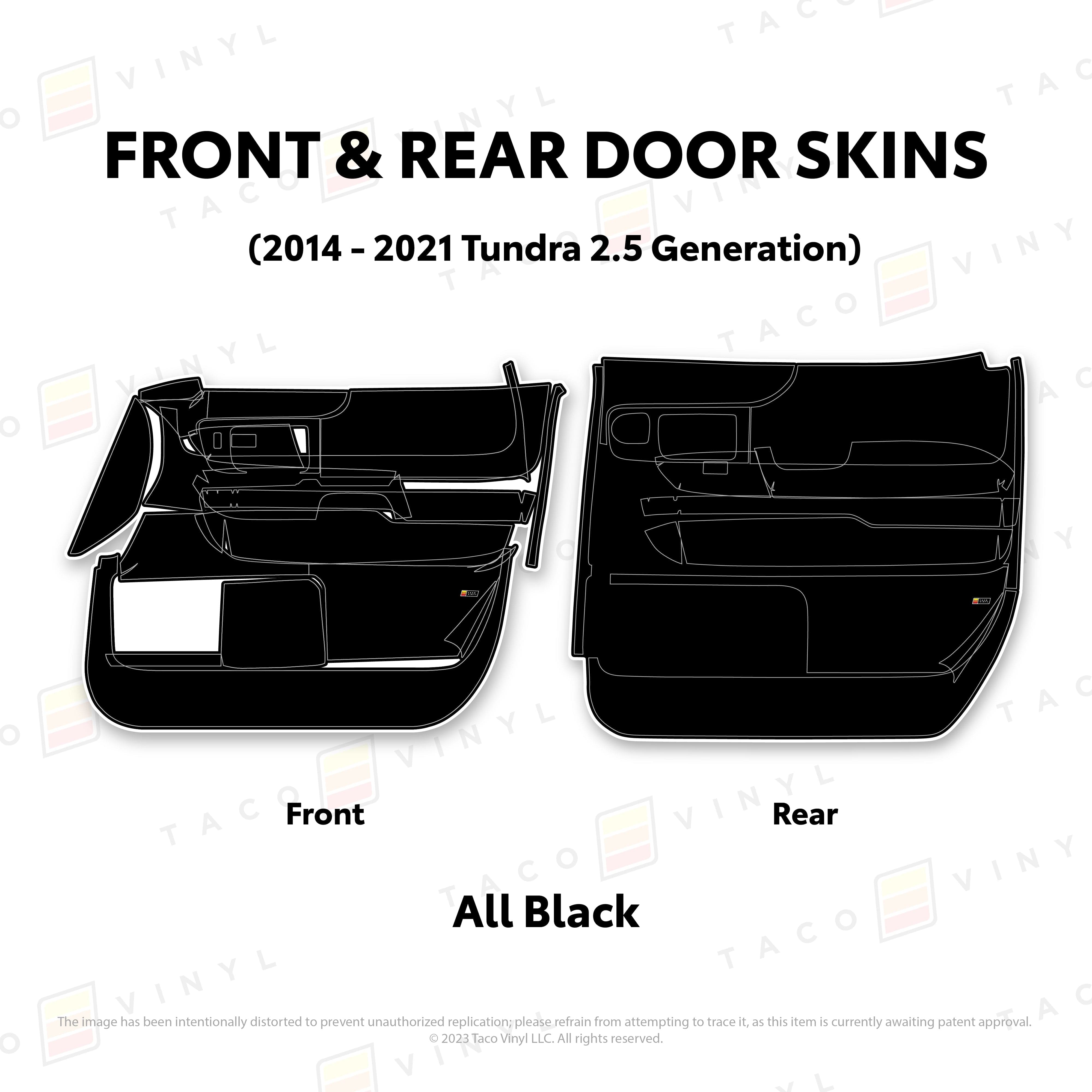 Taco Vinyl Protective Vinyl Front and Rears Crewmax / All Black 2014 - 2021 Tundra Door Skins