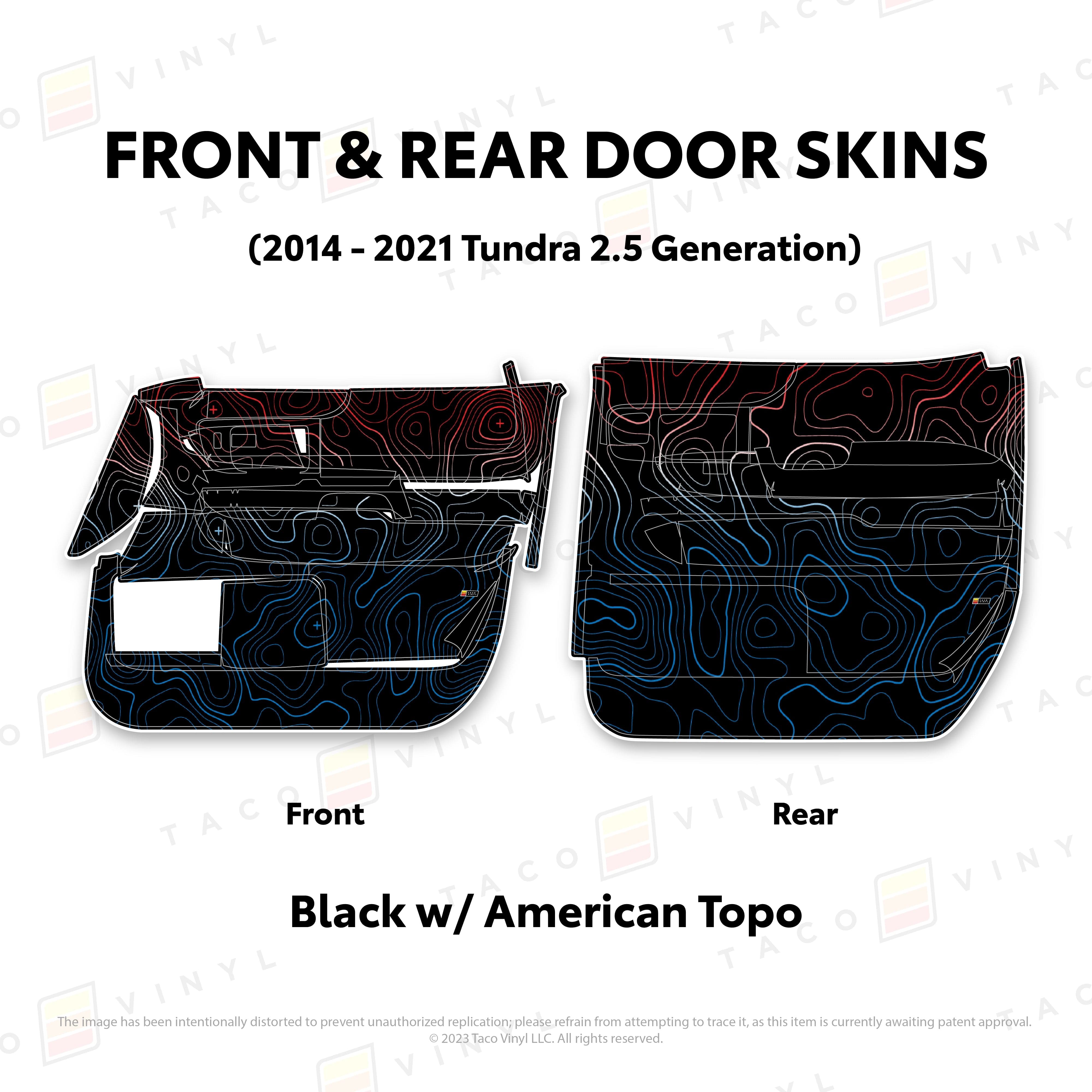 Taco Vinyl Protective Vinyl Front and Rears Crewmax / Black w/American Scheme Topo 2014 - 2021 Tundra Door Skins