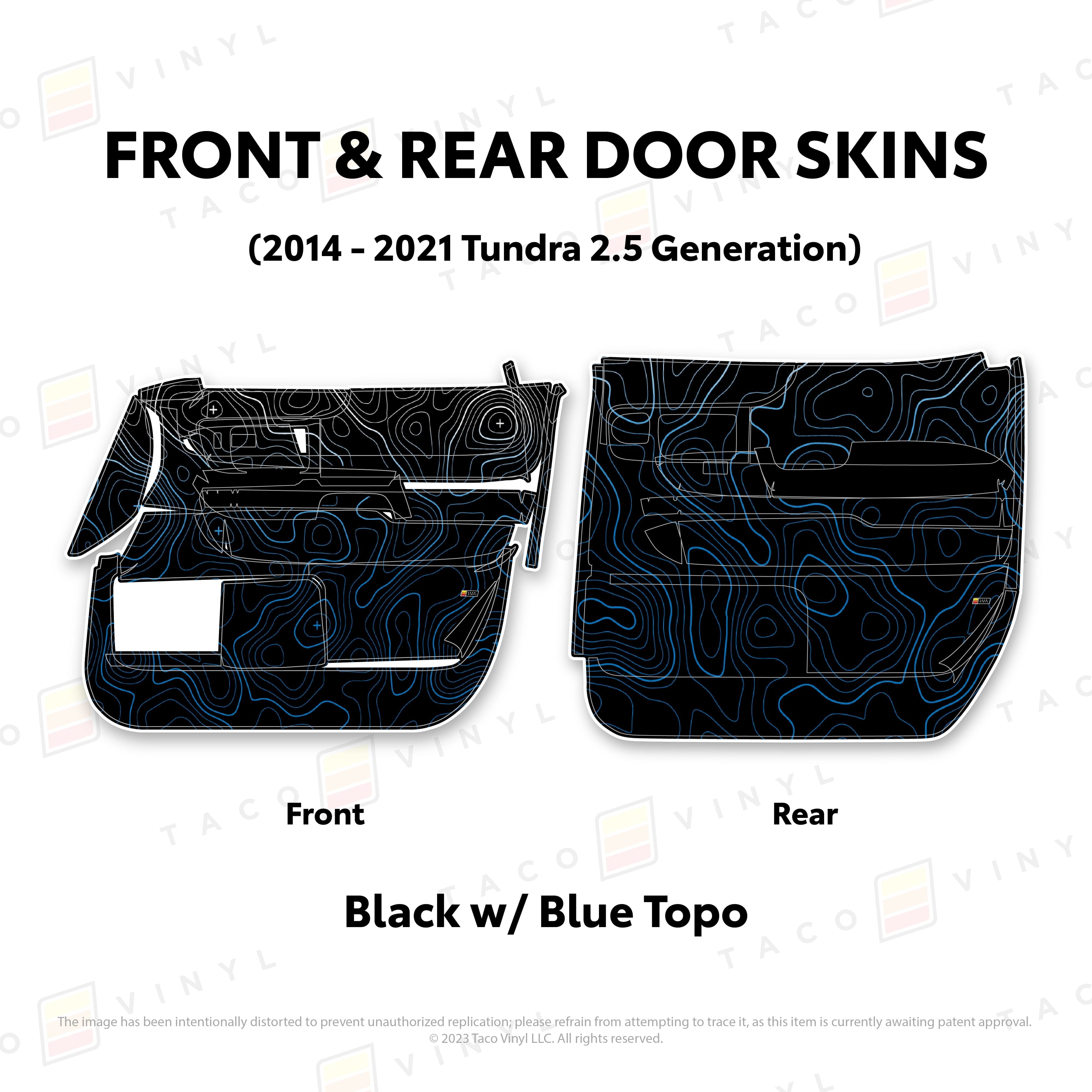 Taco Vinyl Protective Vinyl Front and Rears Crewmax / Black w/Blue Scheme Topo 2014 - 2021 Tundra Door Skins