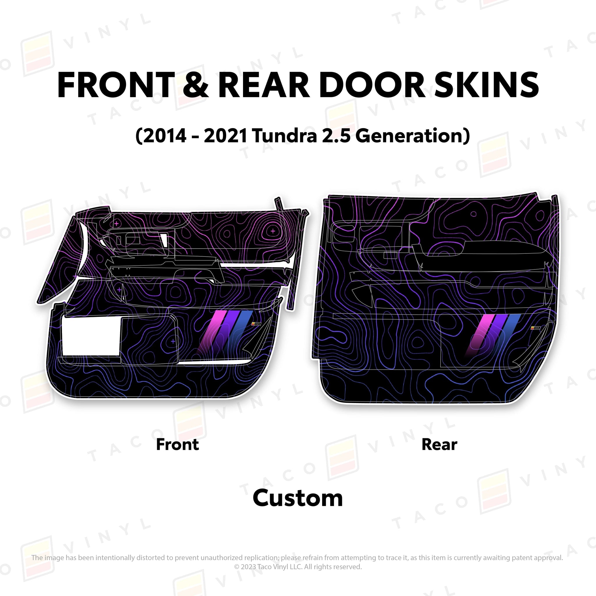 Taco Vinyl Protective Vinyl Front and Rears Crewmax / Custom (email support@tacovinyl.com) 2014 - 2021 Tundra Door Skins