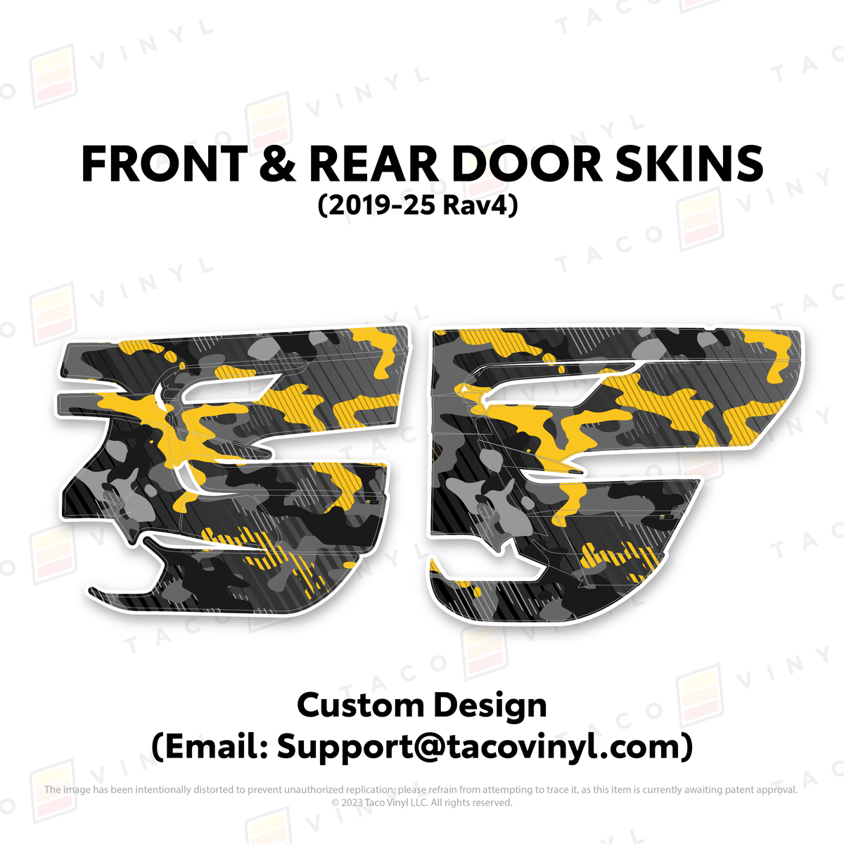 Taco Vinyl Protective Vinyl Front and Rears / Custom Design (Email: Support@tacovinyl.com) 2019-25 Rav4 Door Skins