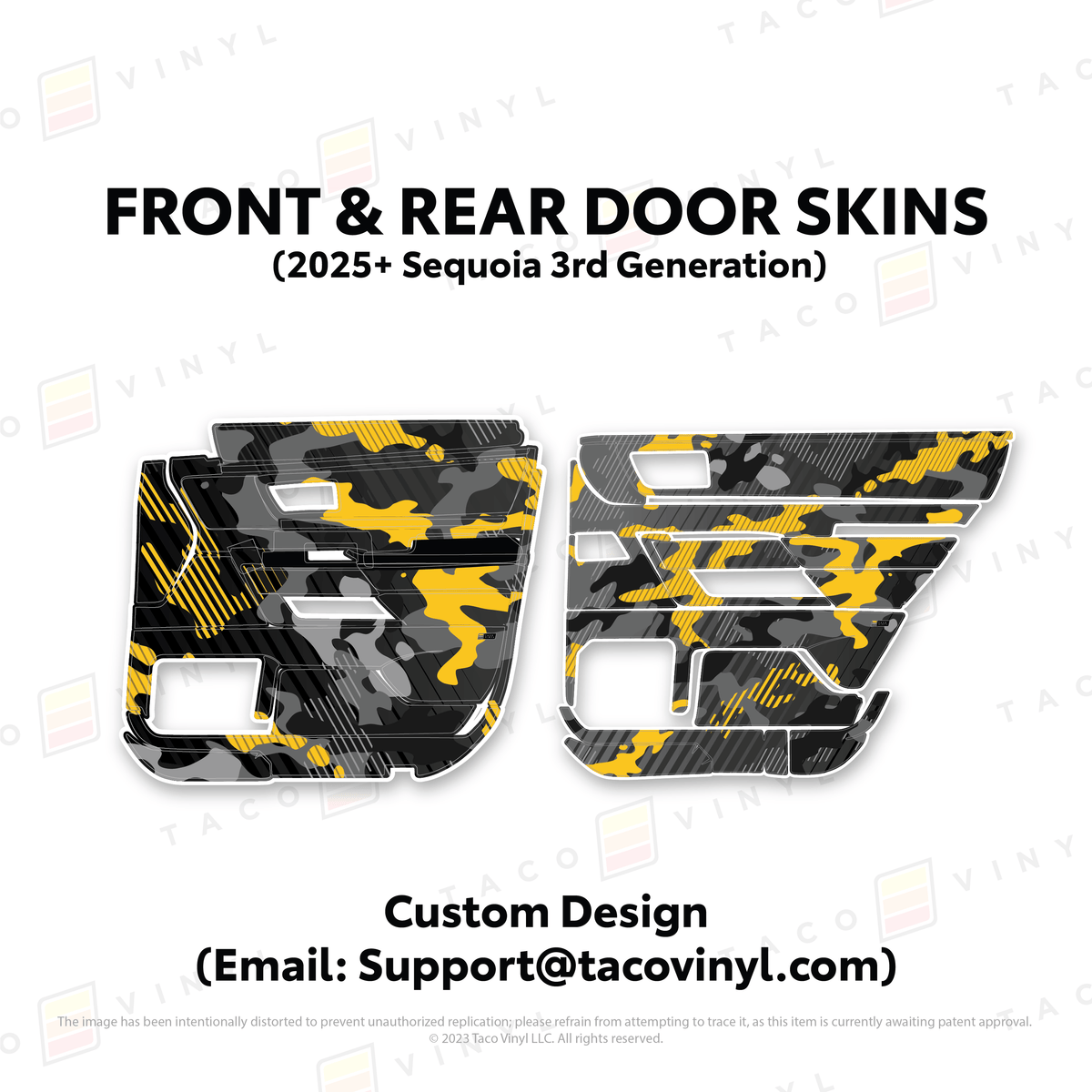 Taco Vinyl Protective Vinyl Front and Rears / Custom Design (Email: Support@tacovinyl.com) 2023+ Sequoia Door Skins