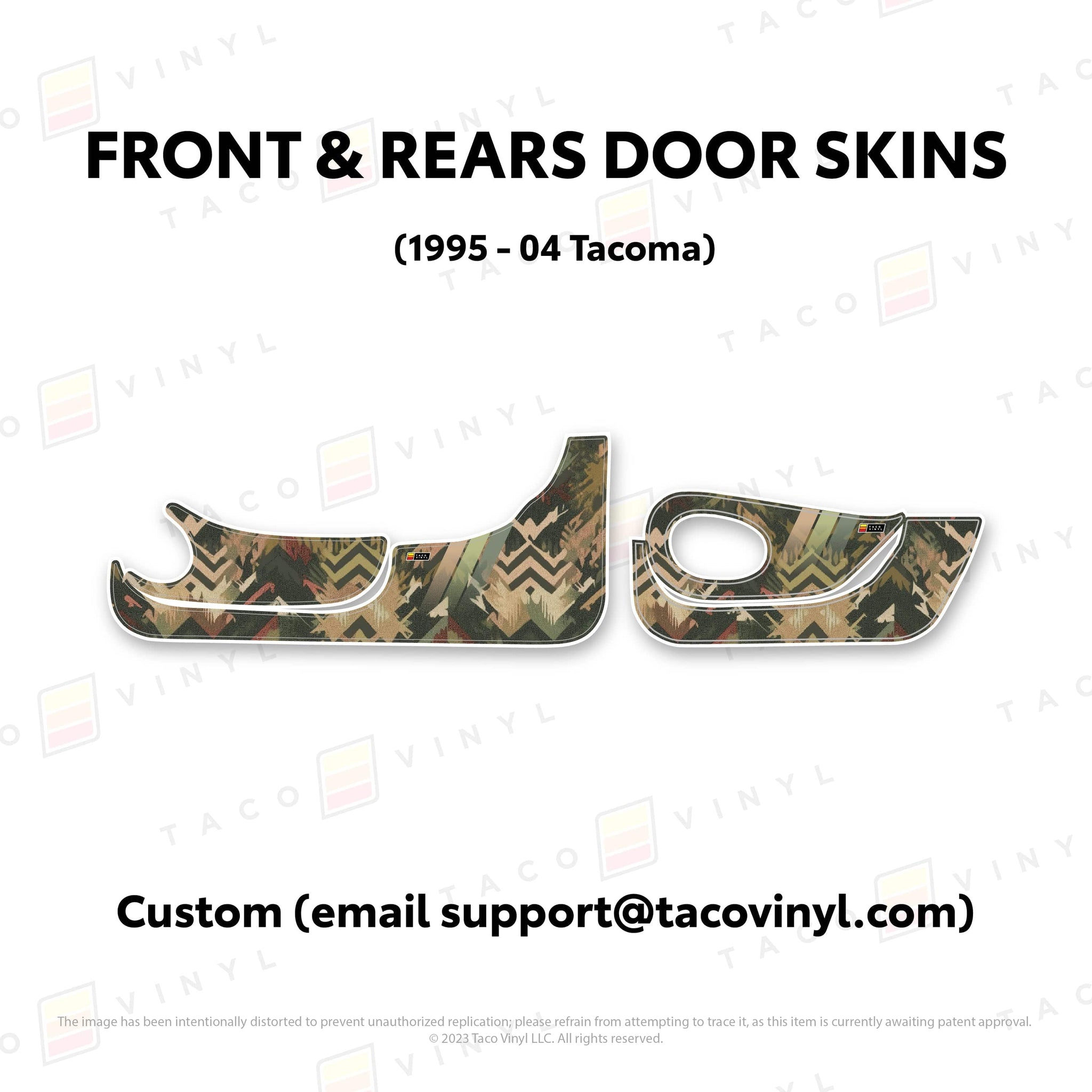 Taco Vinyl Protective Vinyl Front and Rears / Custom (email support@tacovinyl.com) 1995-04 Tacoma Door Skins (Lower Section)