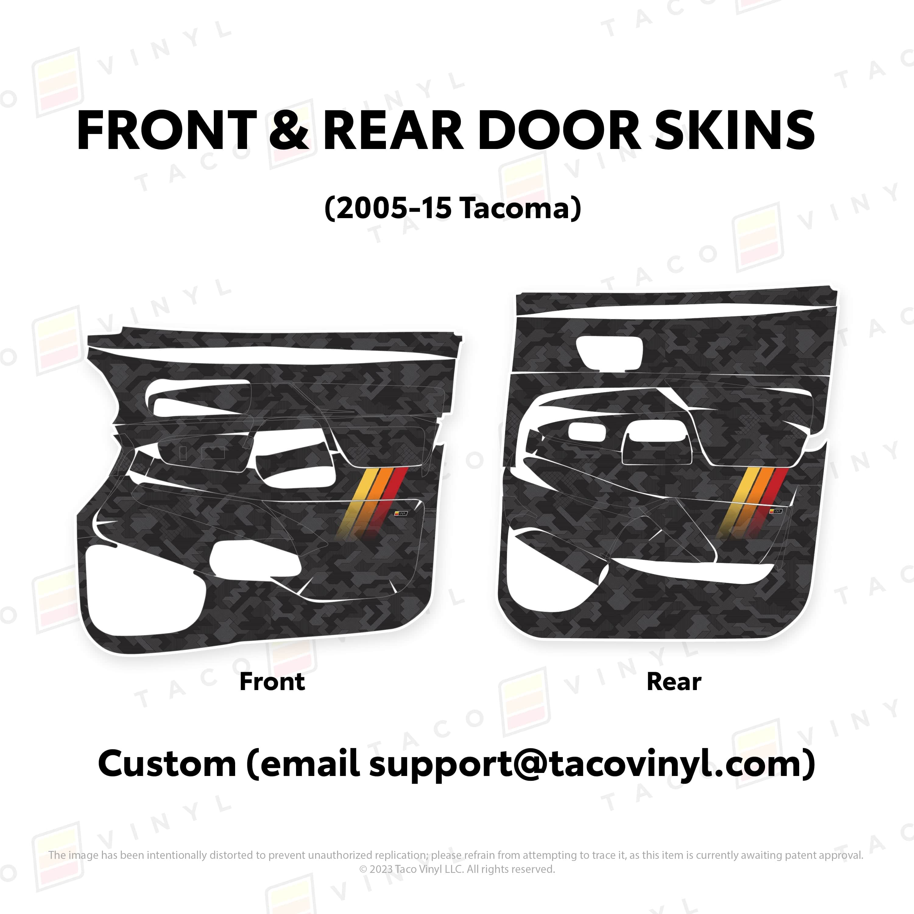 Taco Vinyl Protective Vinyl Front and Rears / Custom (email support@tacovinyl.com) 2005-15 Tacoma Door Skins