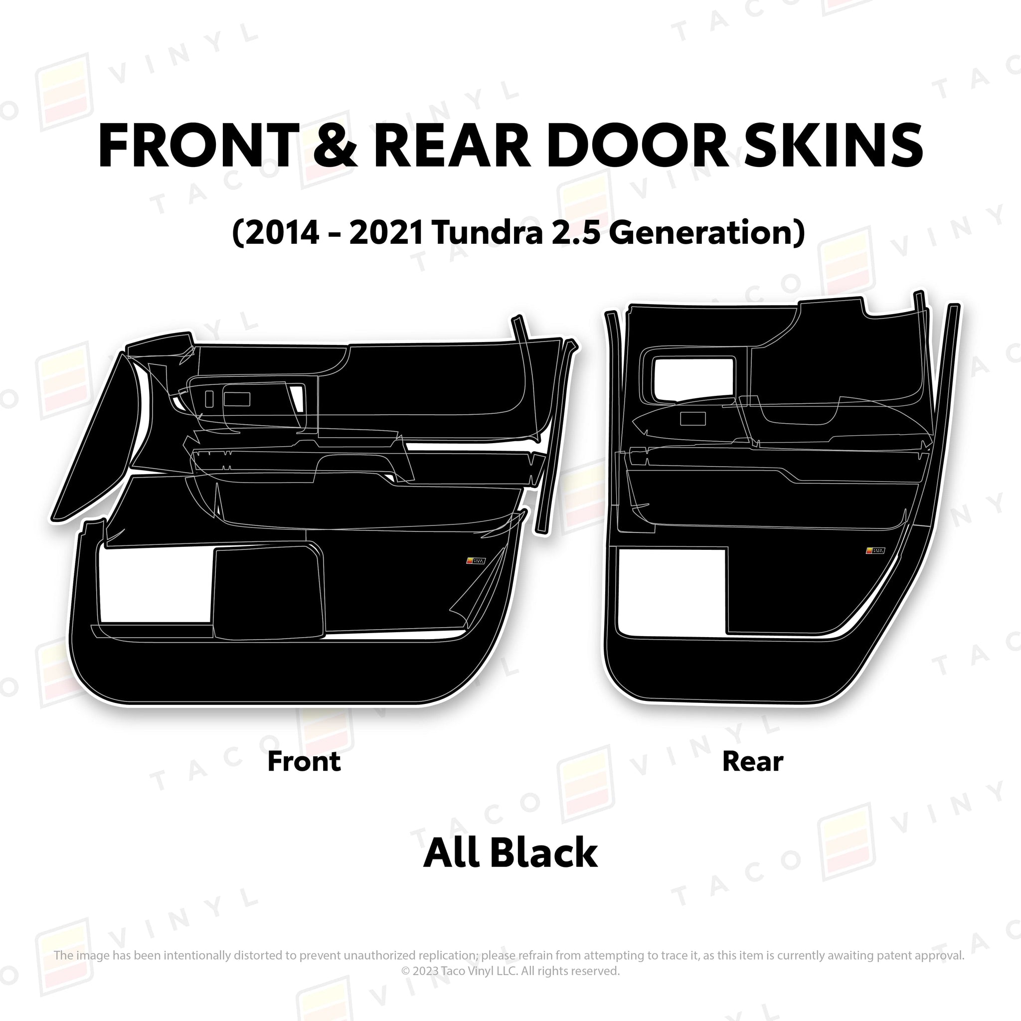 Taco Vinyl Protective Vinyl Front and Rears Double Cab / All Black 2014 - 2021 Tundra Door Skins