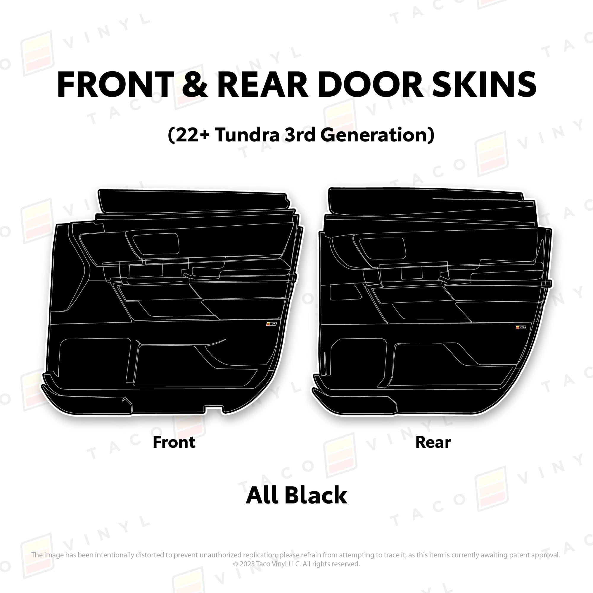 Taco Vinyl Protective Vinyl Front and Rears Double Cab / All Black 2022+ Tundra Door Skins