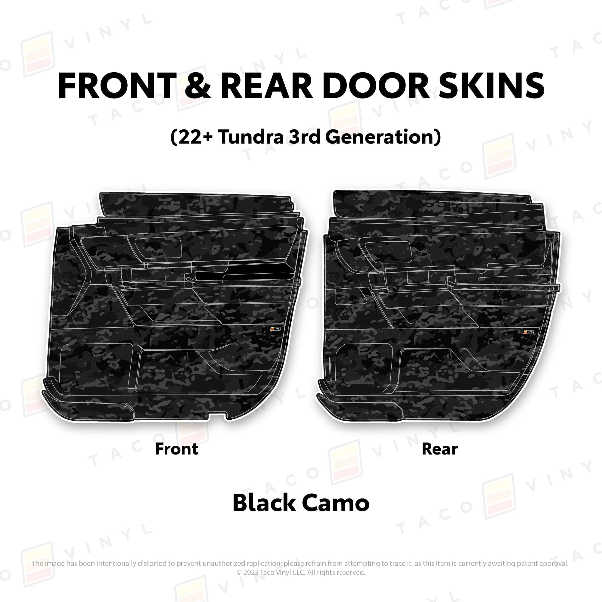 Taco Vinyl Protective Vinyl Front and Rears Double Cab / Black Camo 2022+ Tundra Door Skins