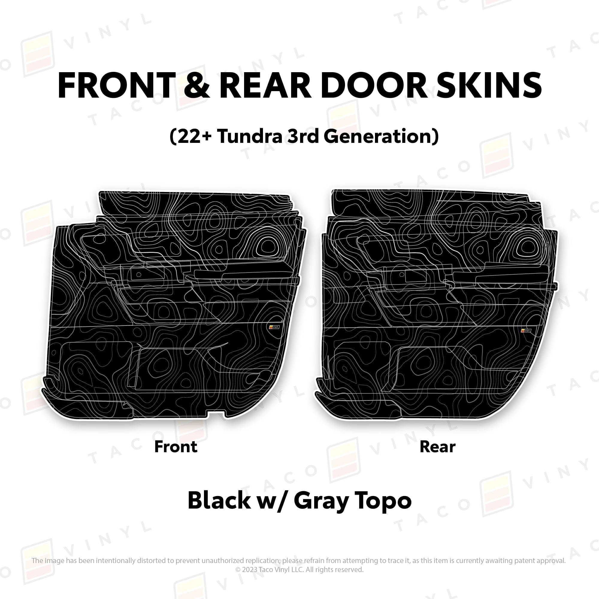 Taco Vinyl Protective Vinyl Front and Rears Double Cab / Black w/Gray Scheme Topo 2022+ Tundra Door Skins