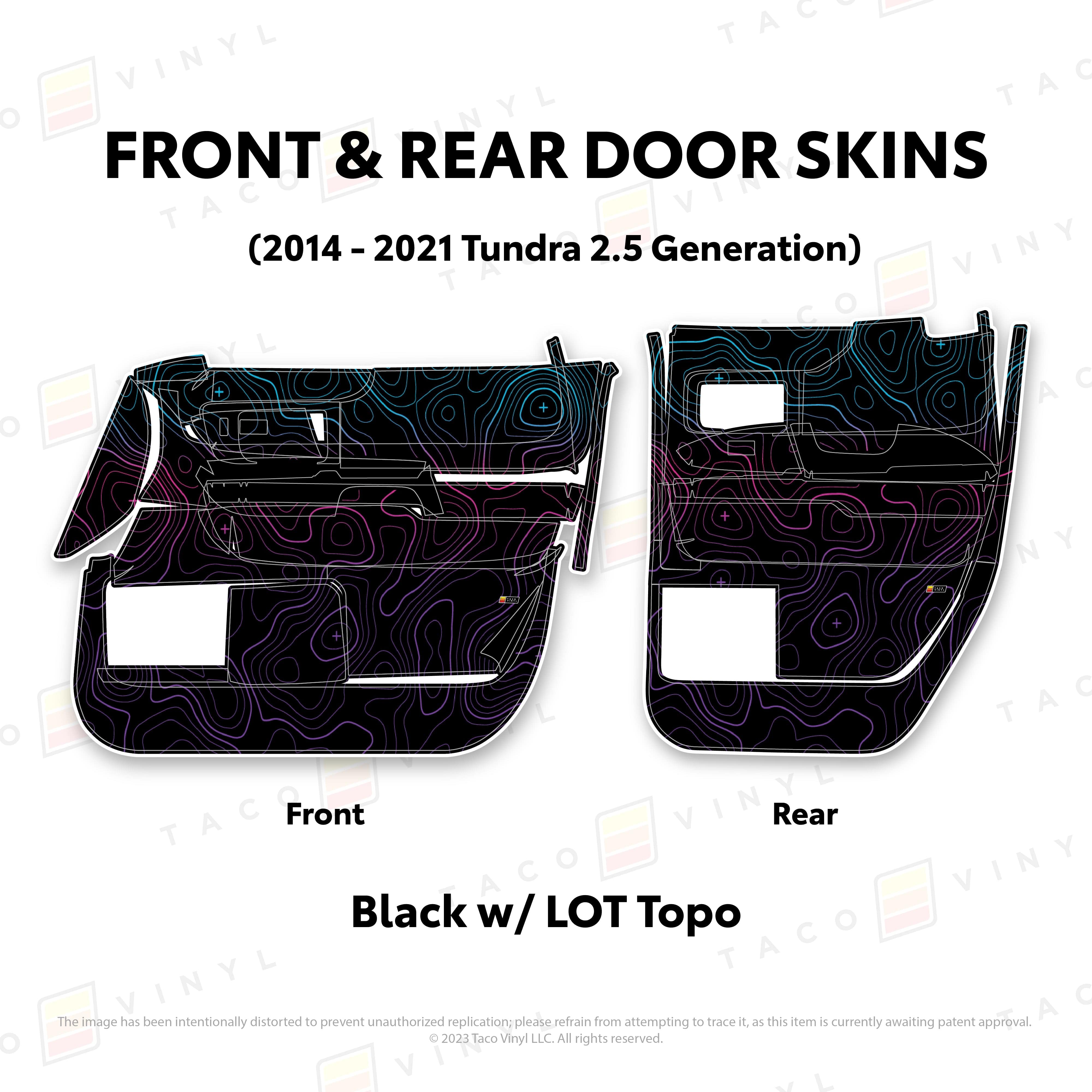 Taco Vinyl Protective Vinyl Front and Rears Double Cab / Black w/LOT Scheme Topo 2014 - 2021 Tundra Door Skins