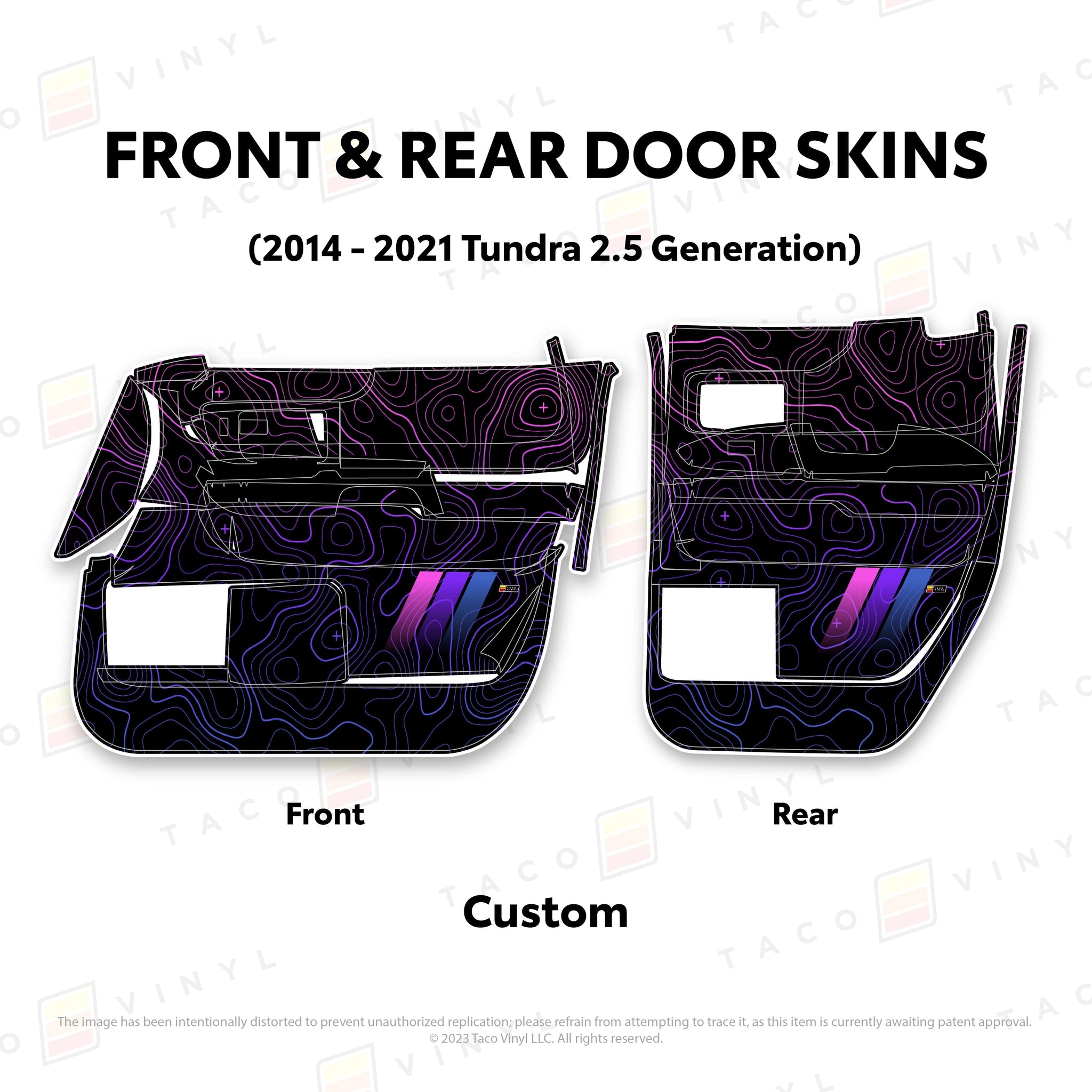 Taco Vinyl Protective Vinyl Front and Rears Double Cab / Custom (email support@tacovinyl.com) 2014 - 2021 Tundra Door Skins