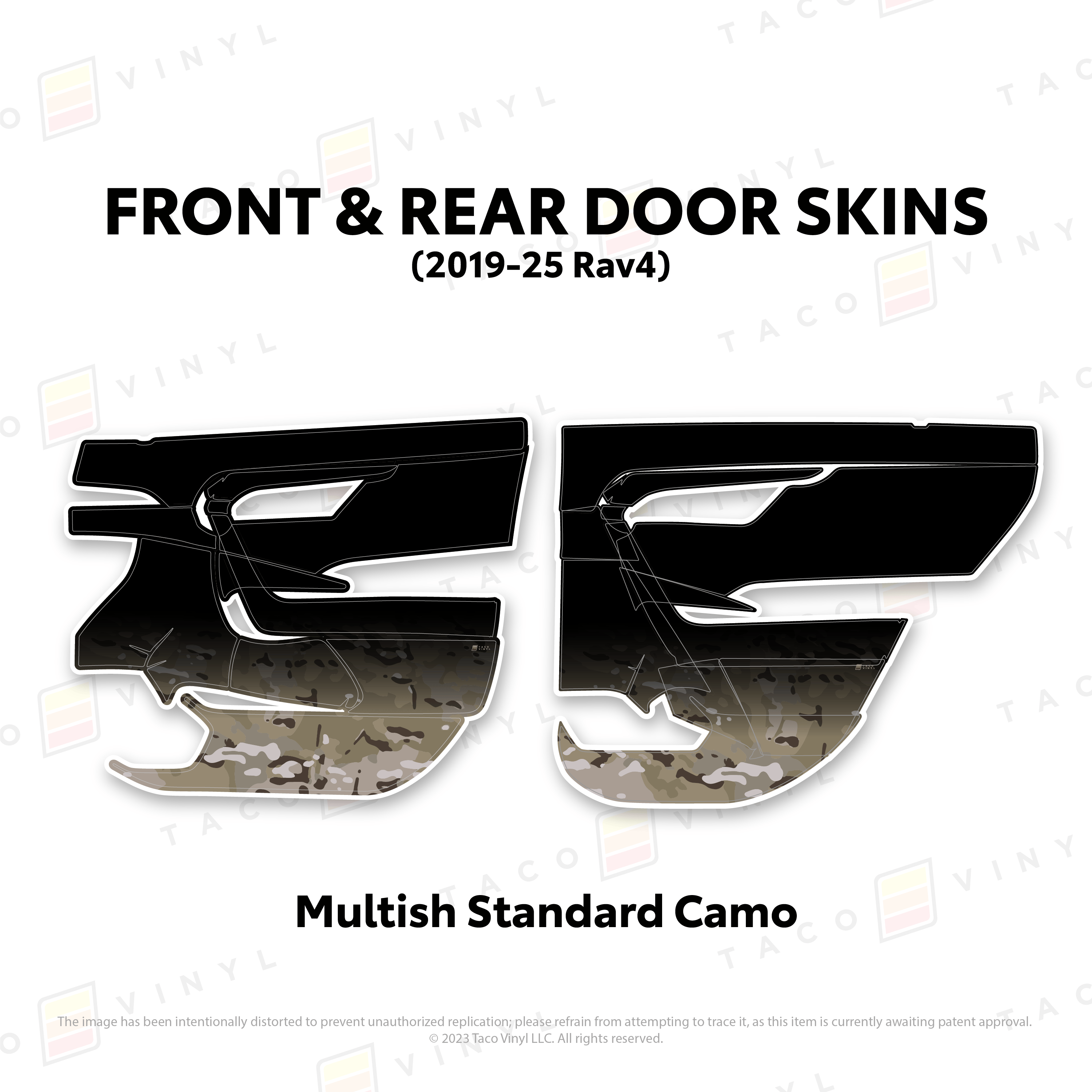 Taco Vinyl Protective Vinyl Front and Rears / Multish Standard Camo 2019-25 Rav4 Door Skins