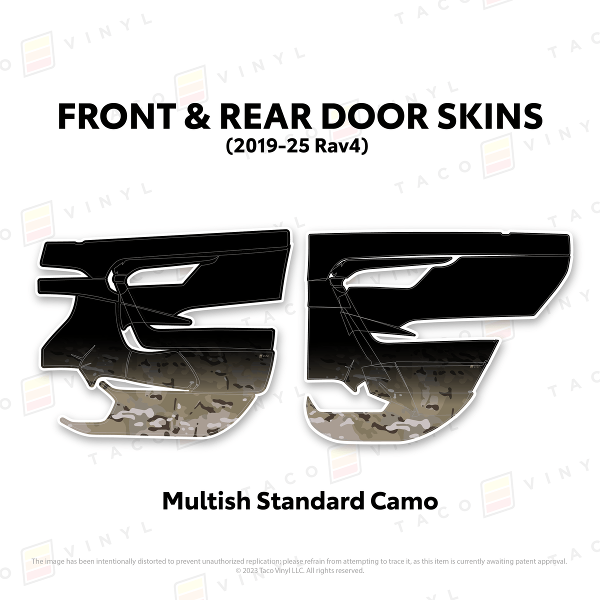 Taco Vinyl Protective Vinyl Front and Rears / Multish Standard Camo 2019-25 Rav4 Door Skins