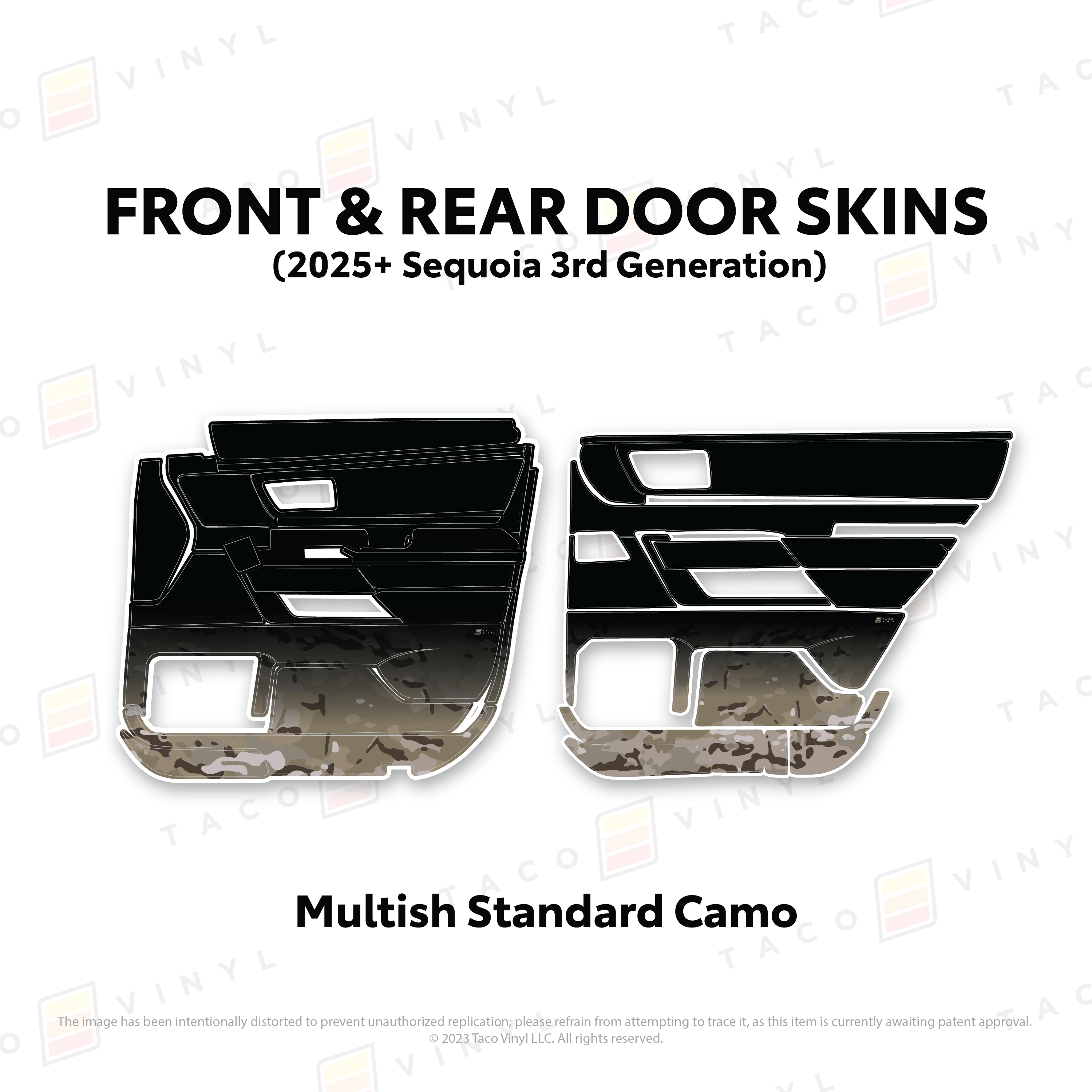 Taco Vinyl Protective Vinyl Front and Rears / Multish Standard Camo 2023+ Sequoia Door Skins